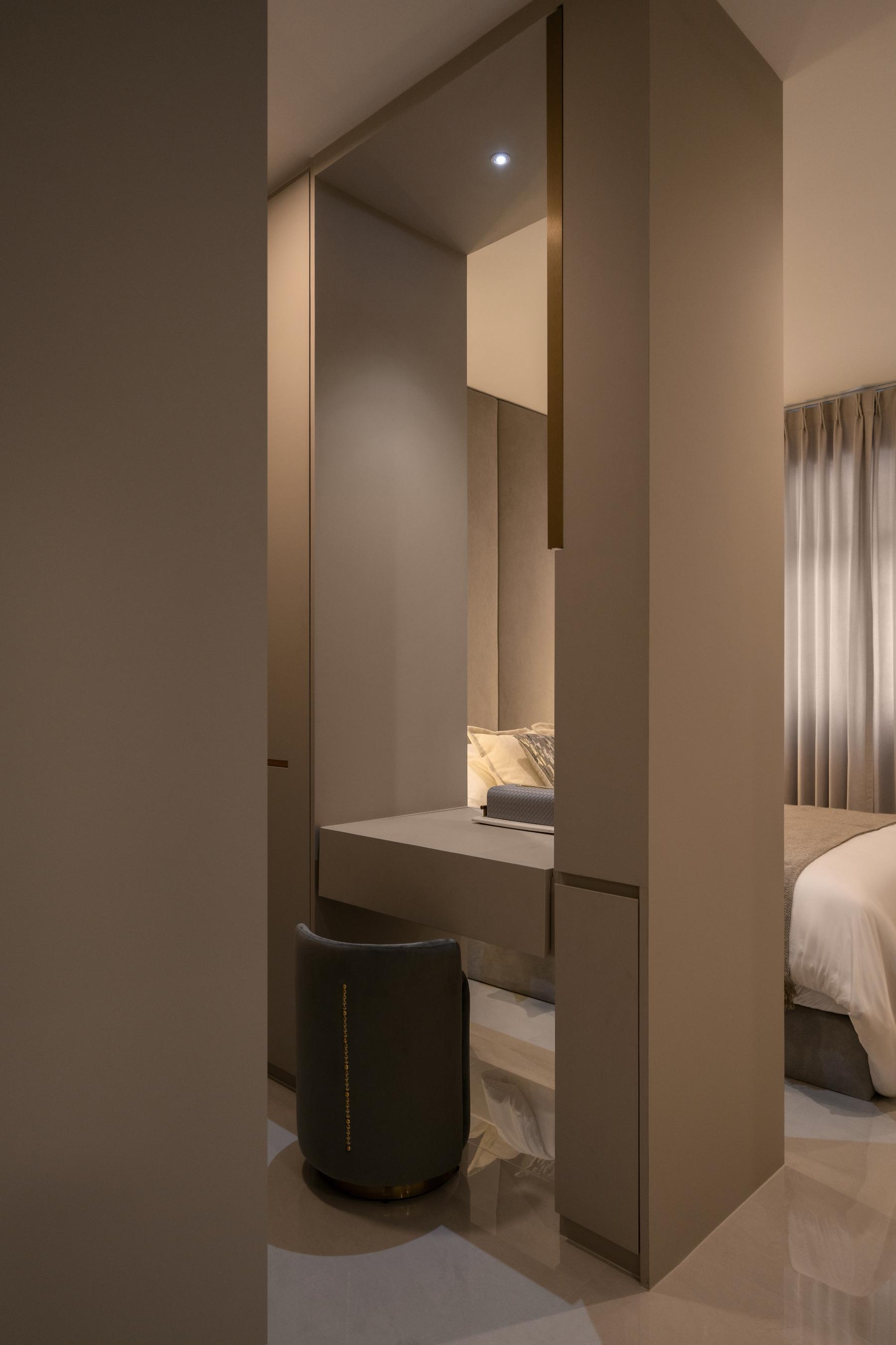 Contemporary Bedroom with Wardrobe and Curtain