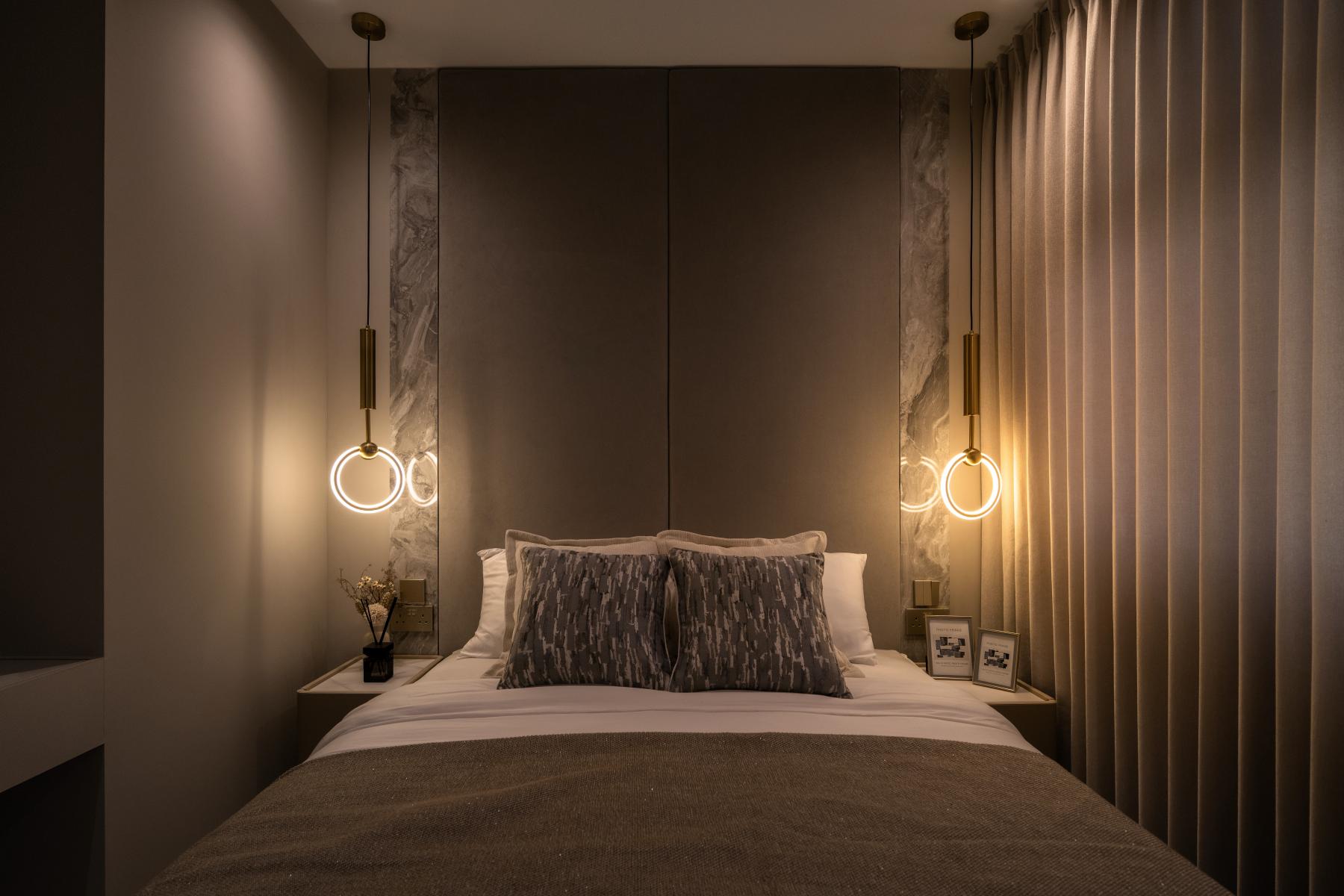 Contemporary Bedroom with Feature Wall and Wardrobe