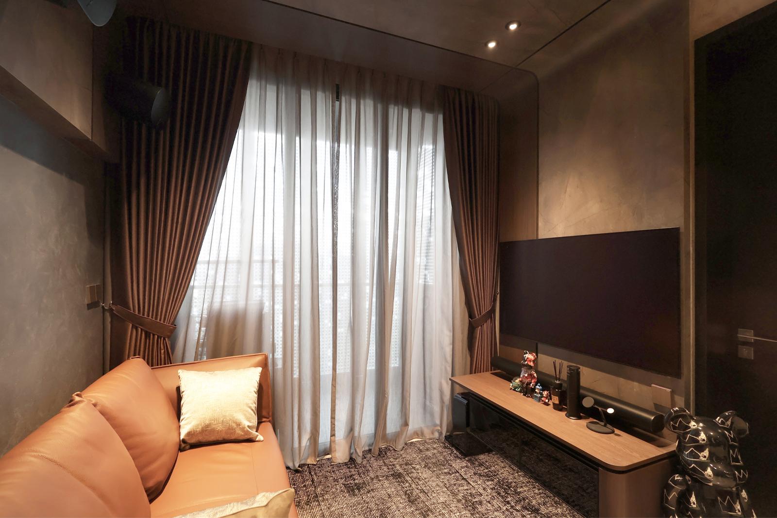 Contemporary Living Room with TV Console and Feature Wall