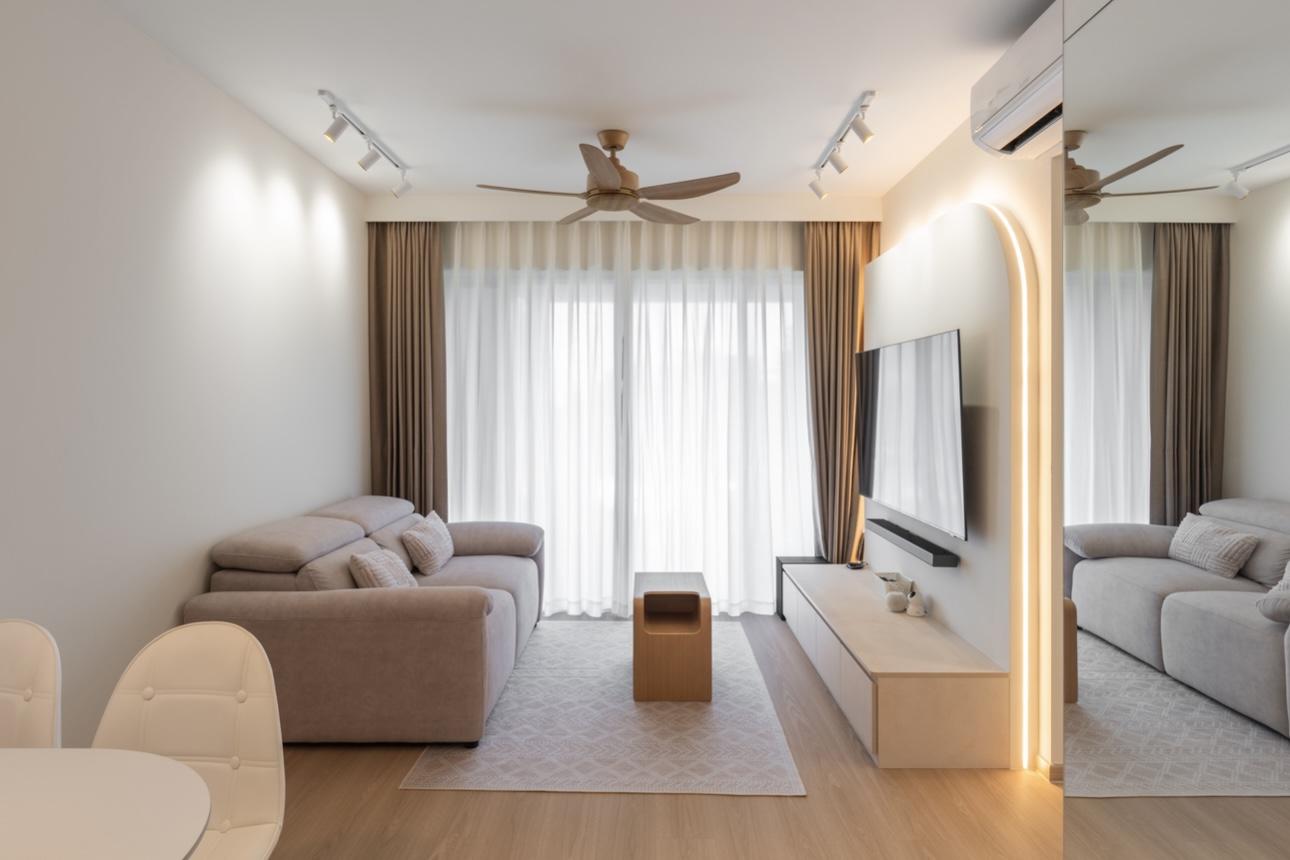 Minimalist Living Room with Vinyl Flooring and TV Console