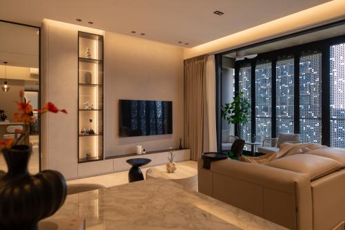 Modern Living Room at Irwell Hill Residence