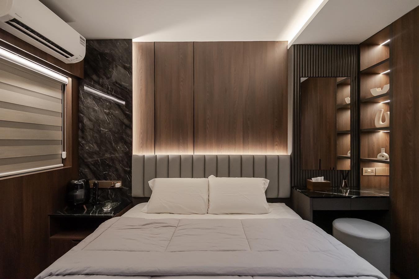 Modern Bedroom with Wardrobe and Built-in Bed