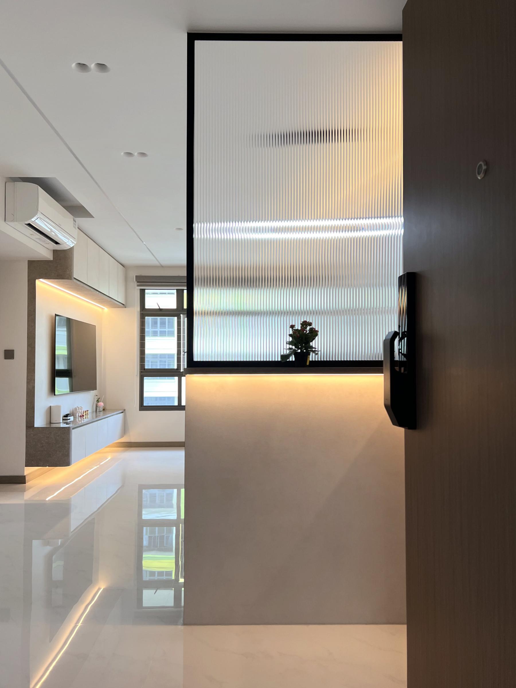 Modern Entryway with Shoe Cabinets and Doors