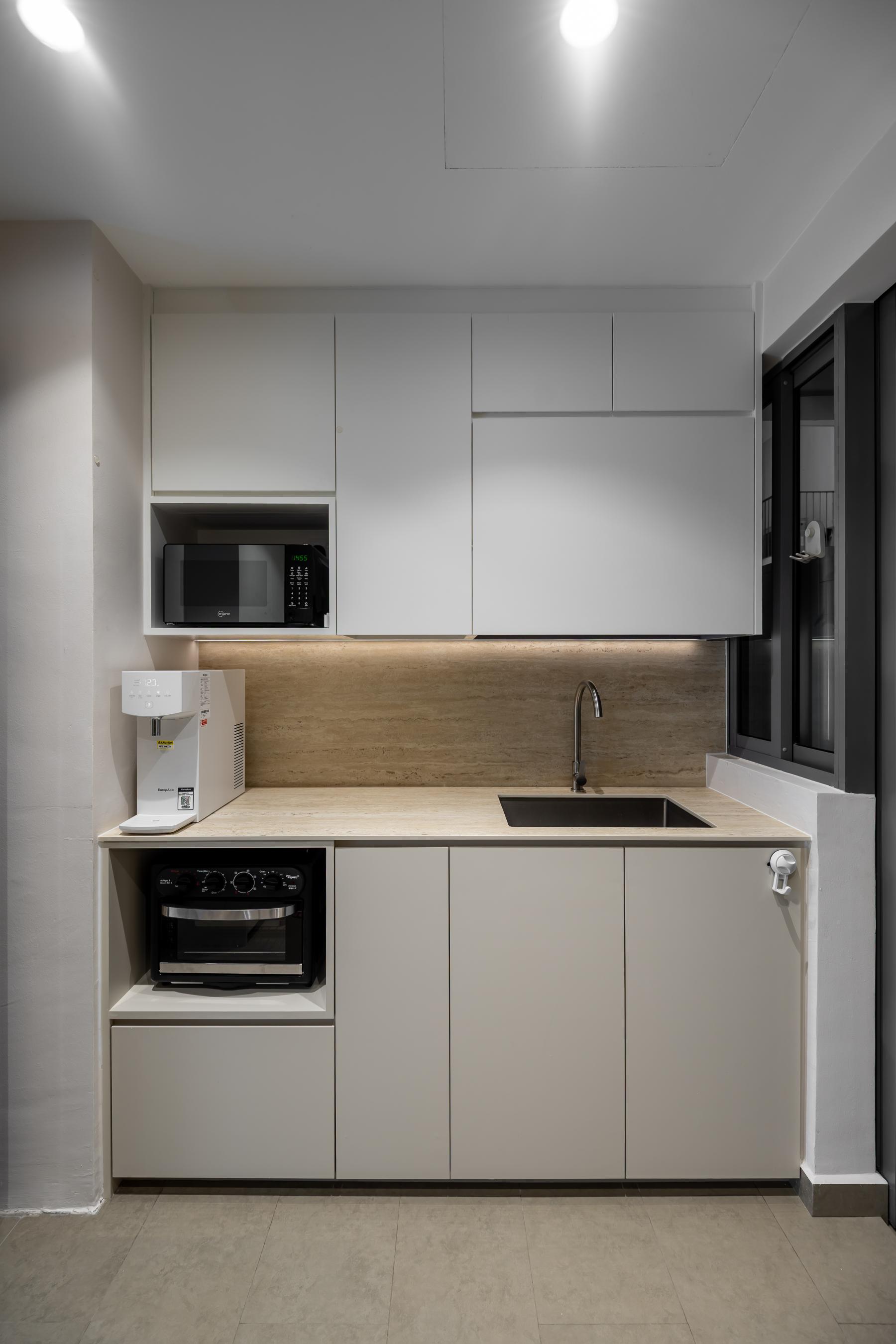 Modern Kitchen with Countertop and Kitchen Window