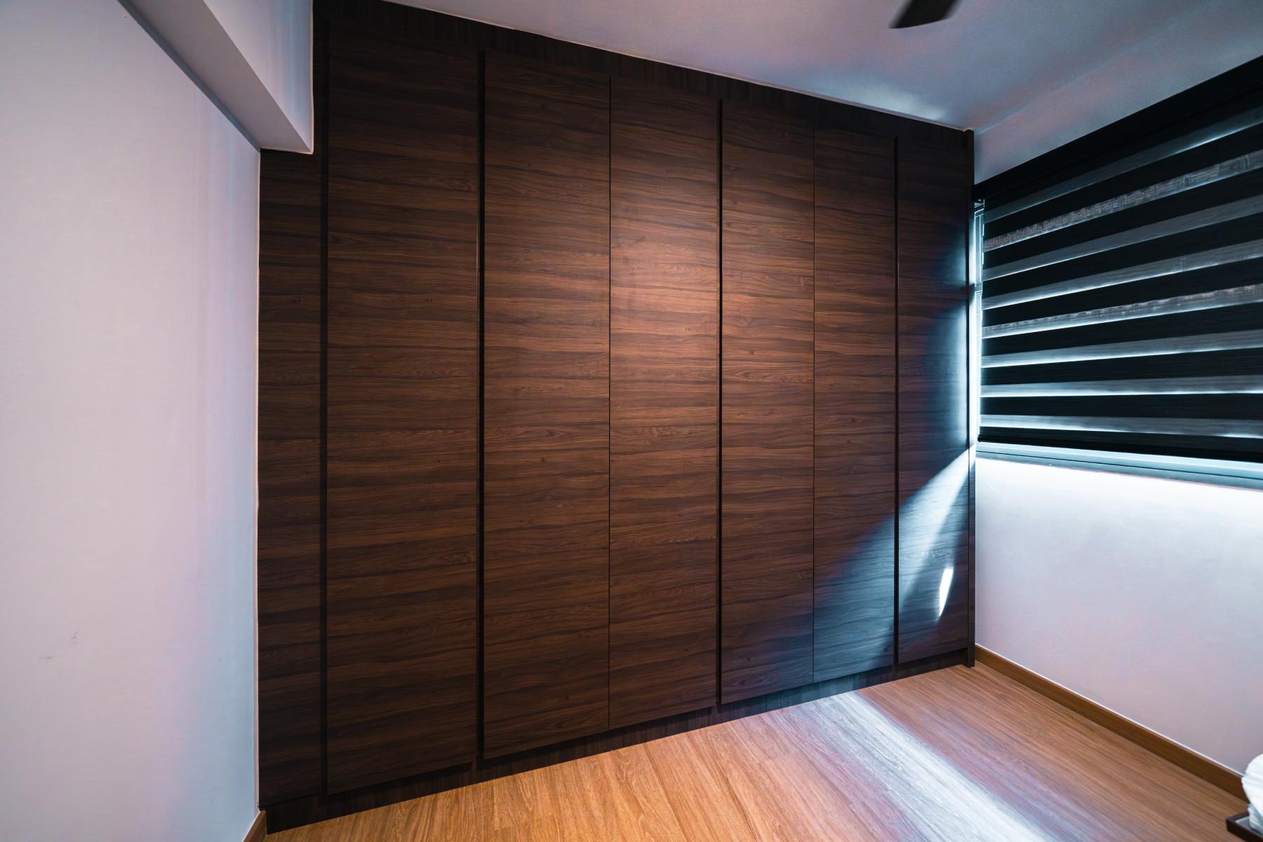 Modern Bedroom with Wardrobe and Blinds