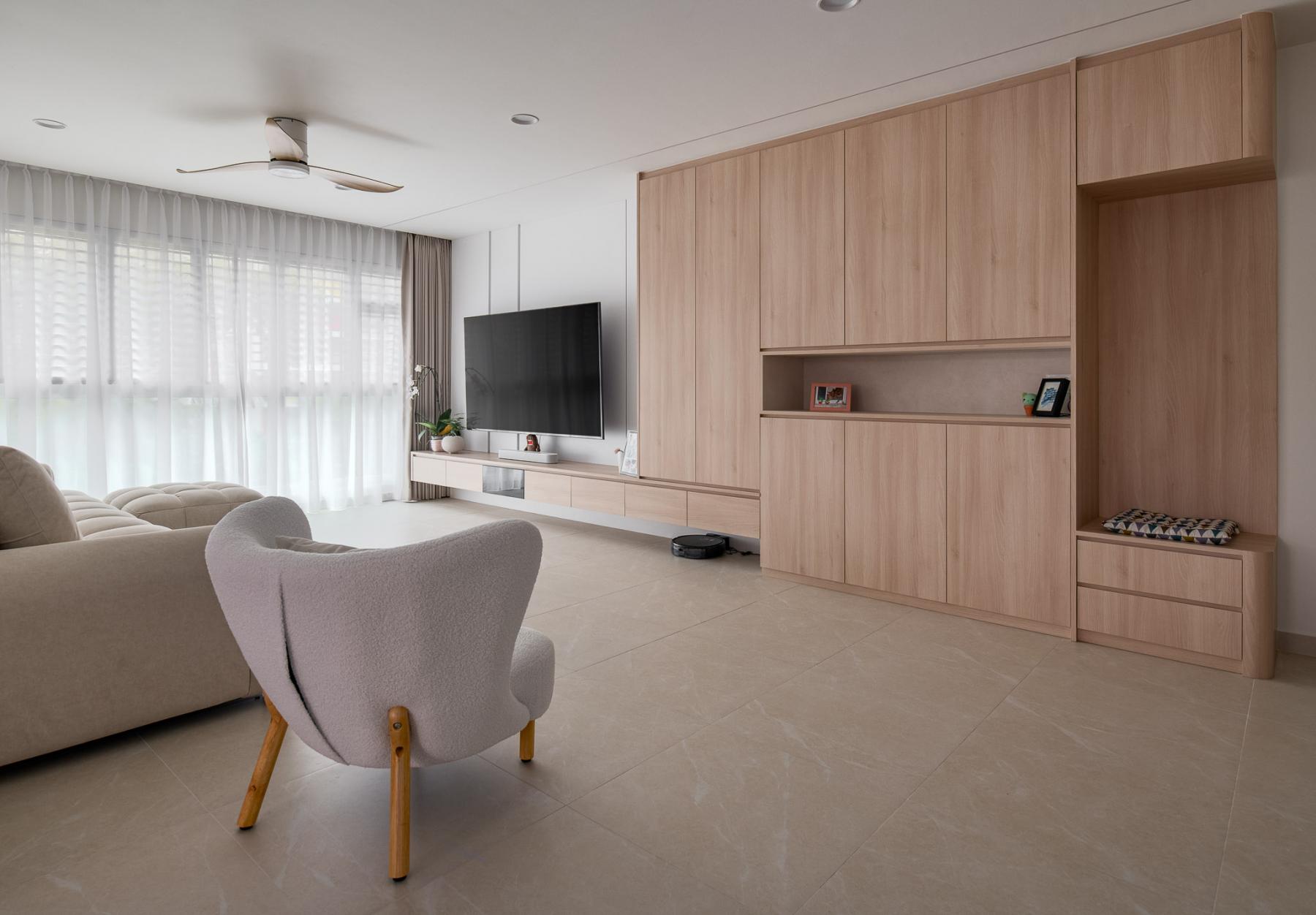 Scandinavian Living Room with TV Console and Sofa