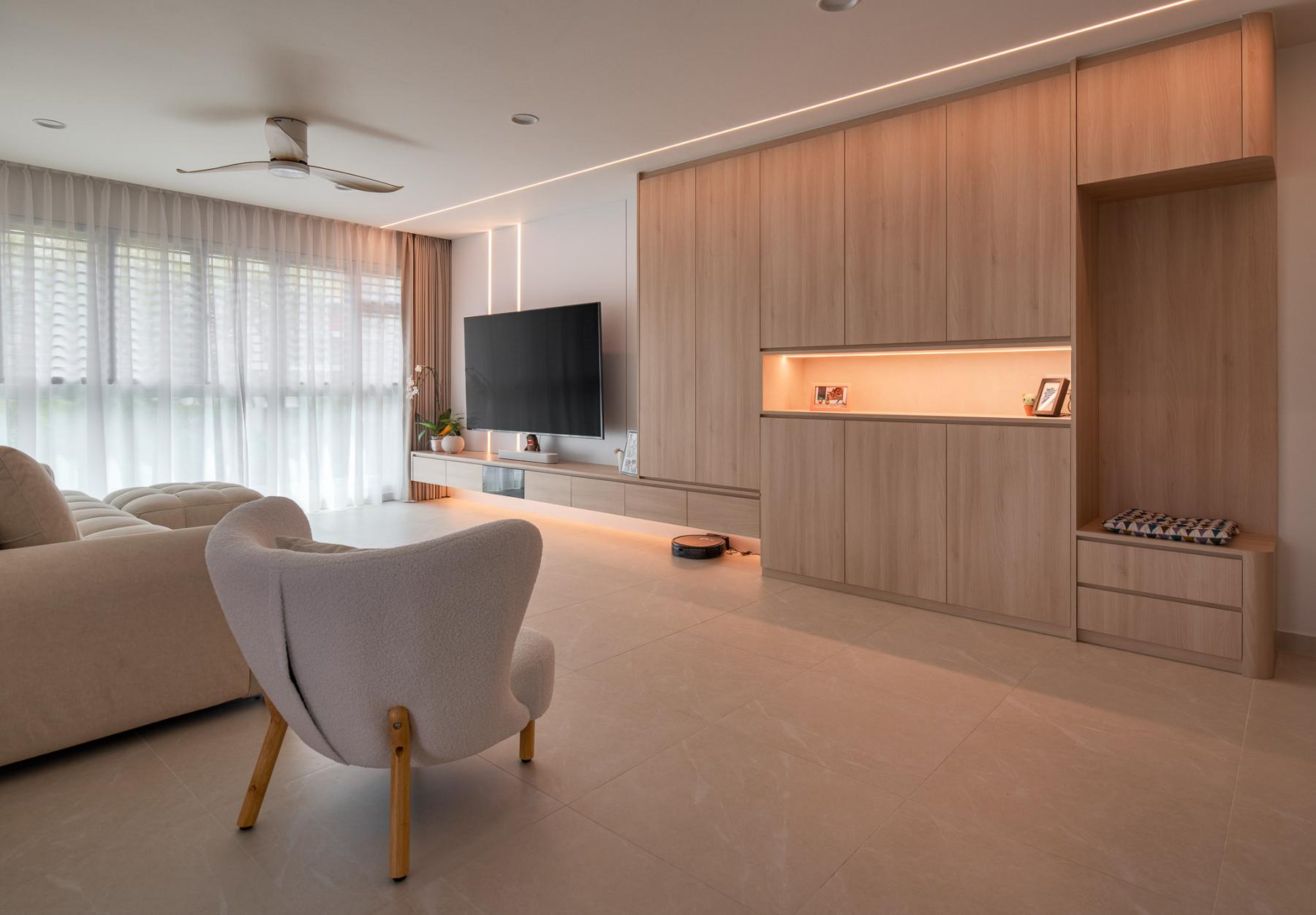 Scandinavian Living Room with TV Console and Sofa