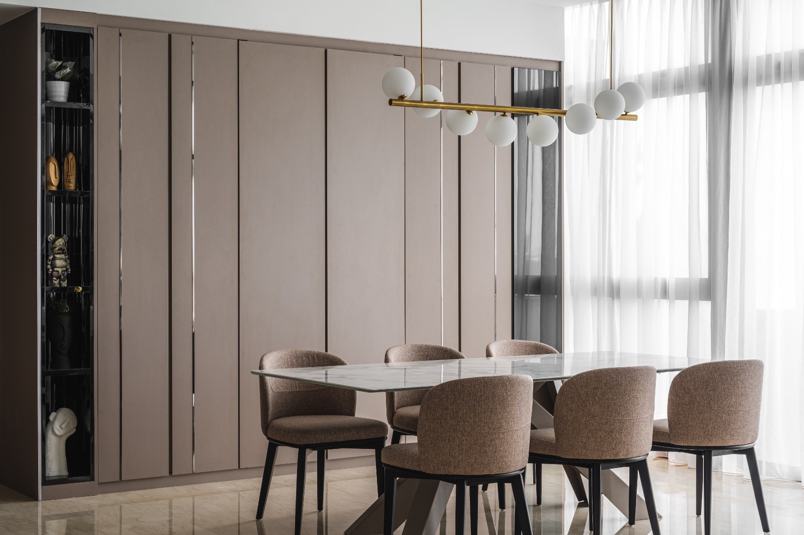 Modern Pantry with Kitchen Island and Tableware