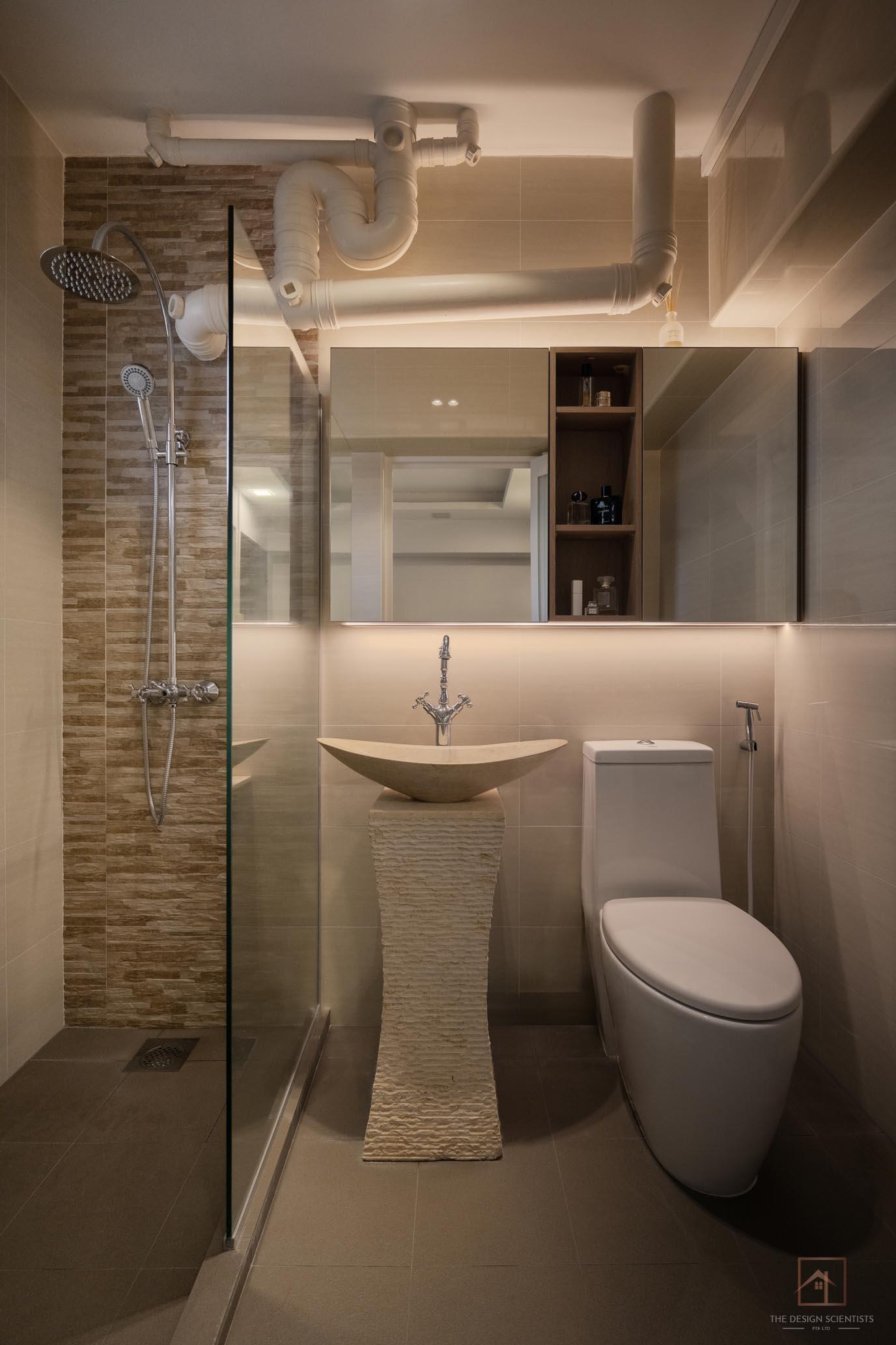 Contemporary Bathroom with Countertop and Mirror