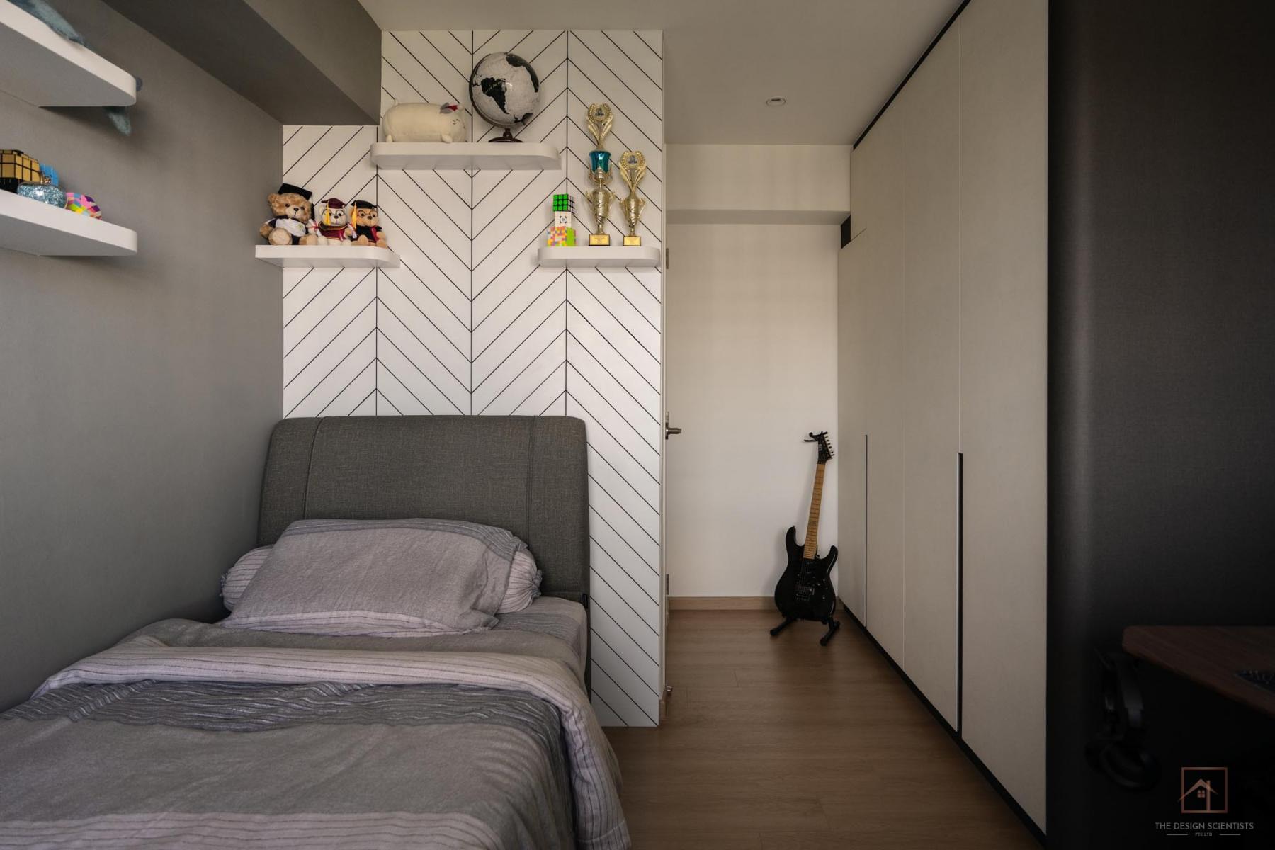 Contemporary Bedroom with Bookshelf and Wardrobe