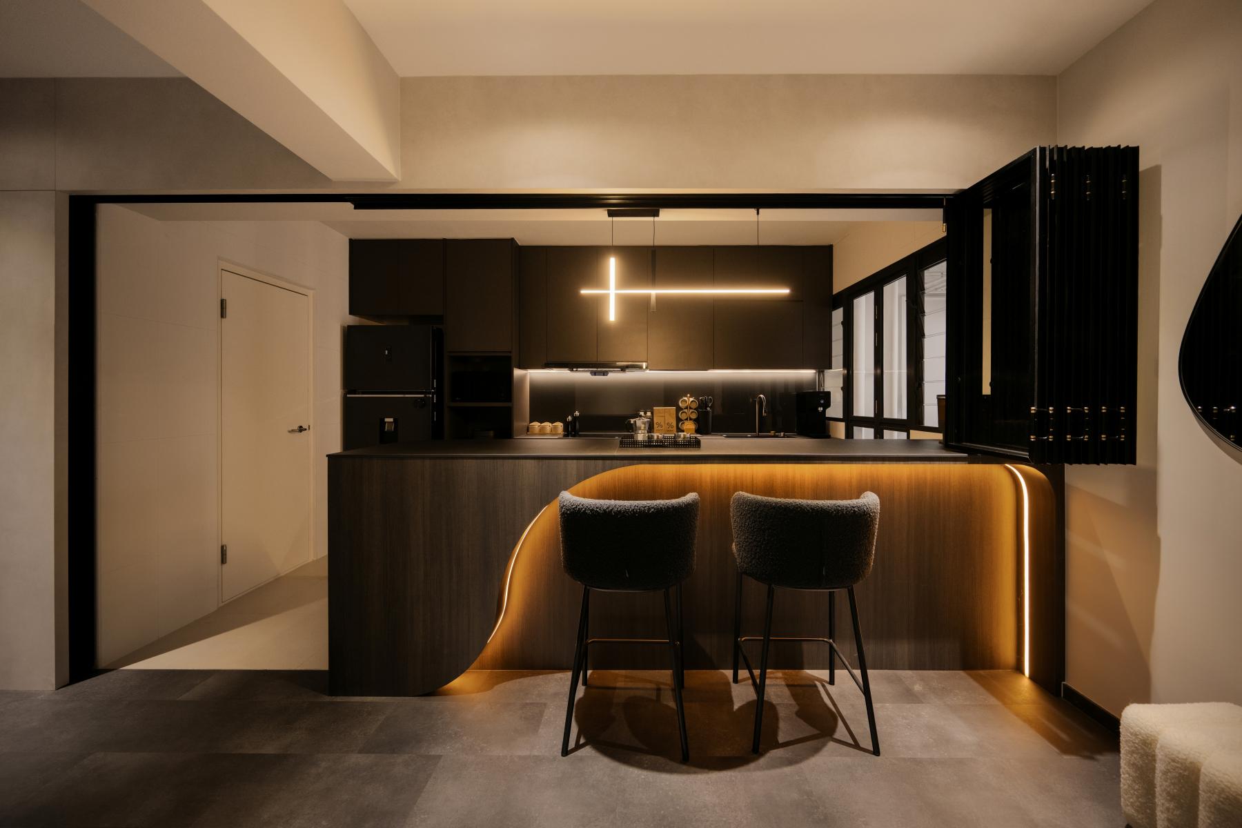 Contemporary Kitchen with Countertop and Kitchen Island