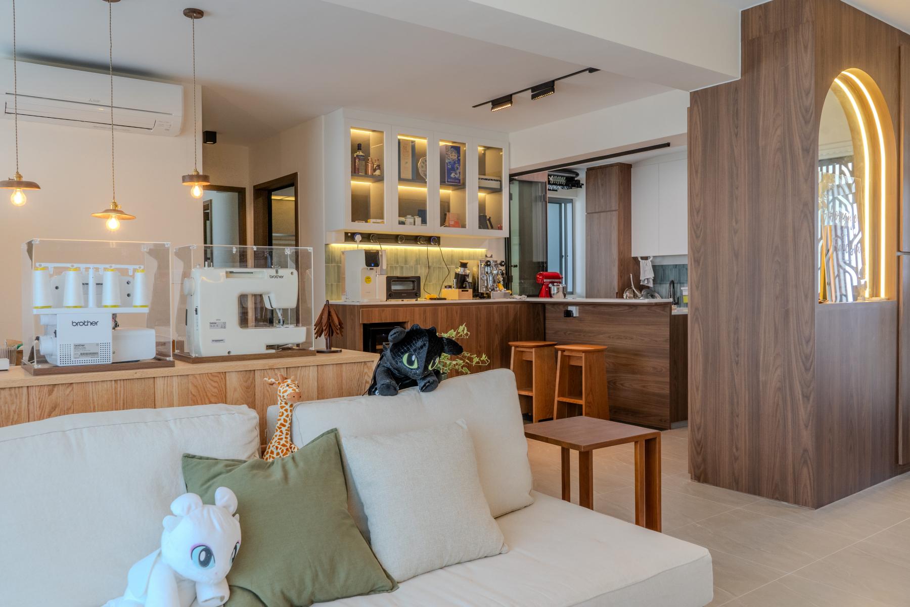 Industrial Living Room with Bookshelf and Settee