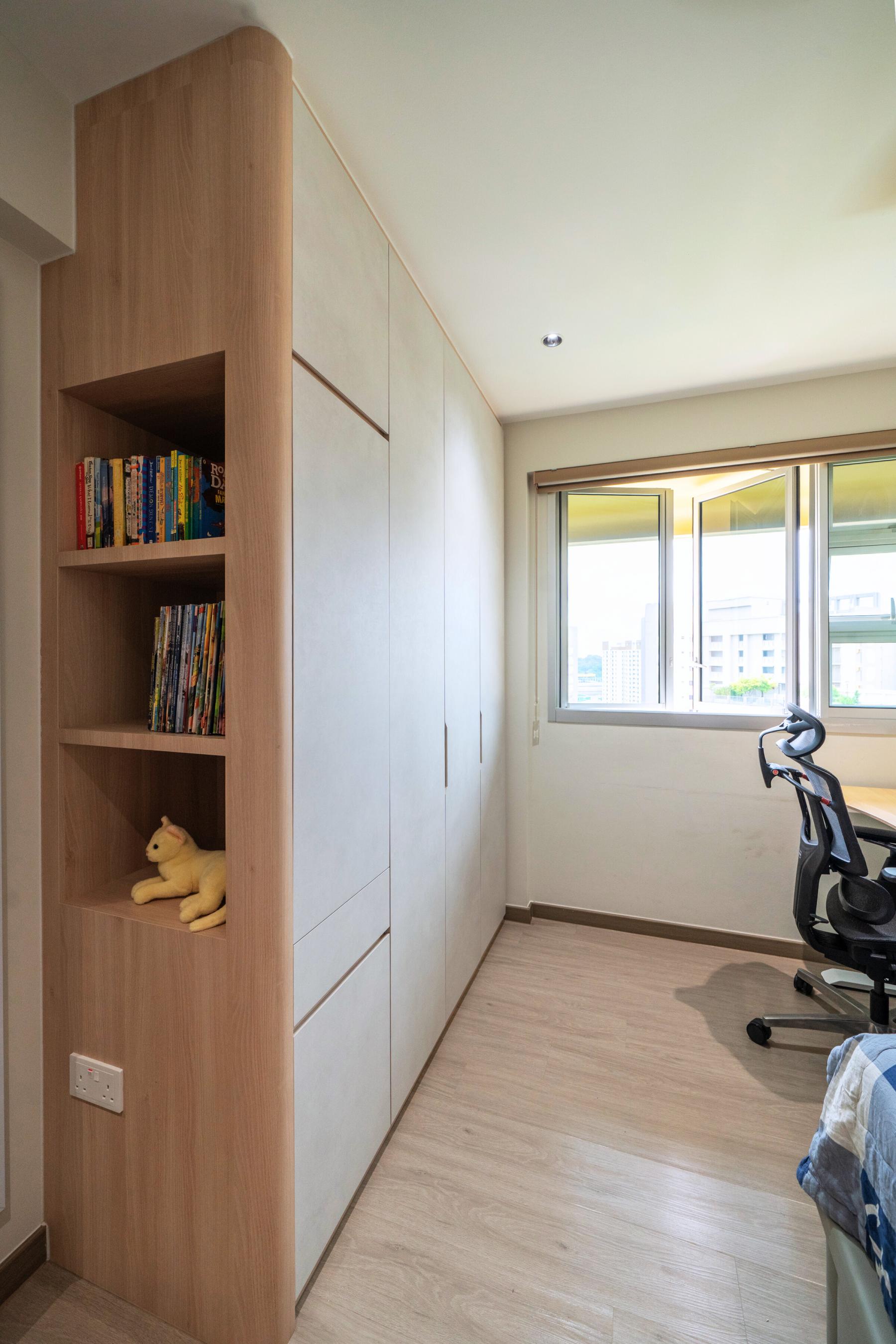 Contemporary Bedroom with Vinyl Flooring and Wood Flooring