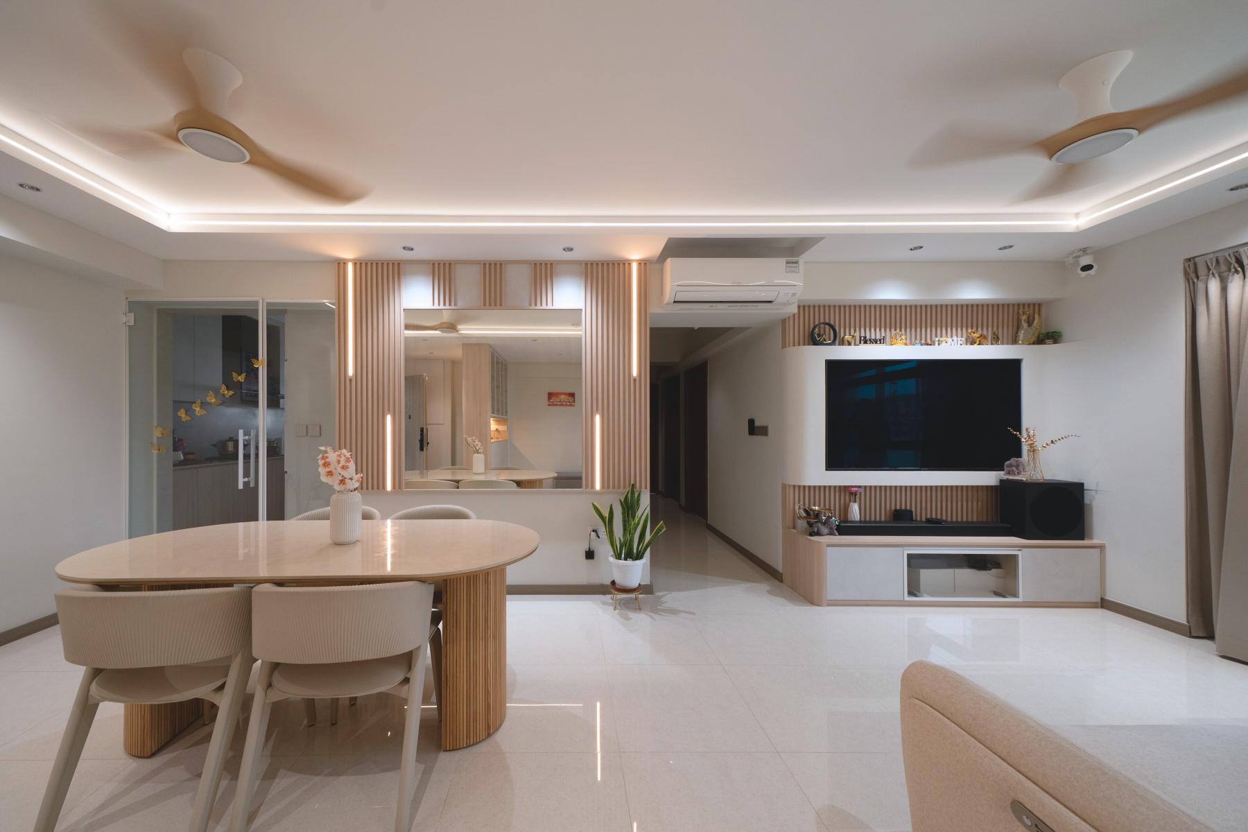 Contemporary Living Room with TV Console and Sofa