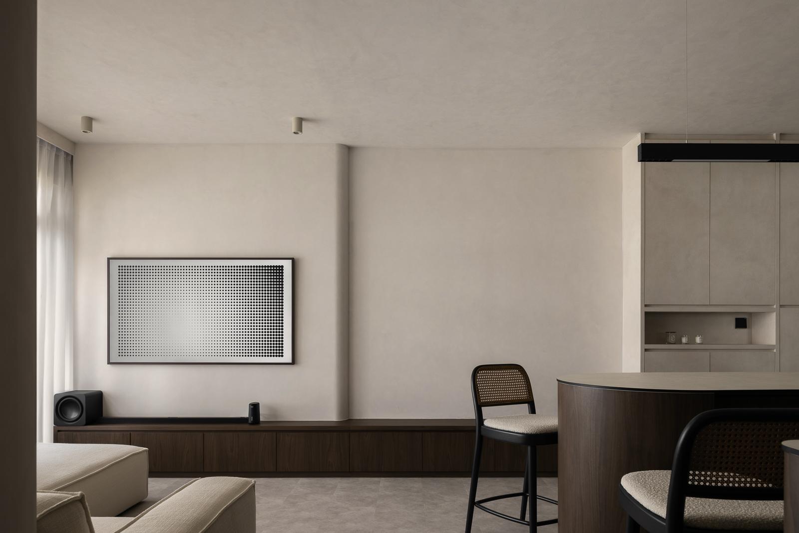 Minimalist Living Room with Settee and Feature Wall
