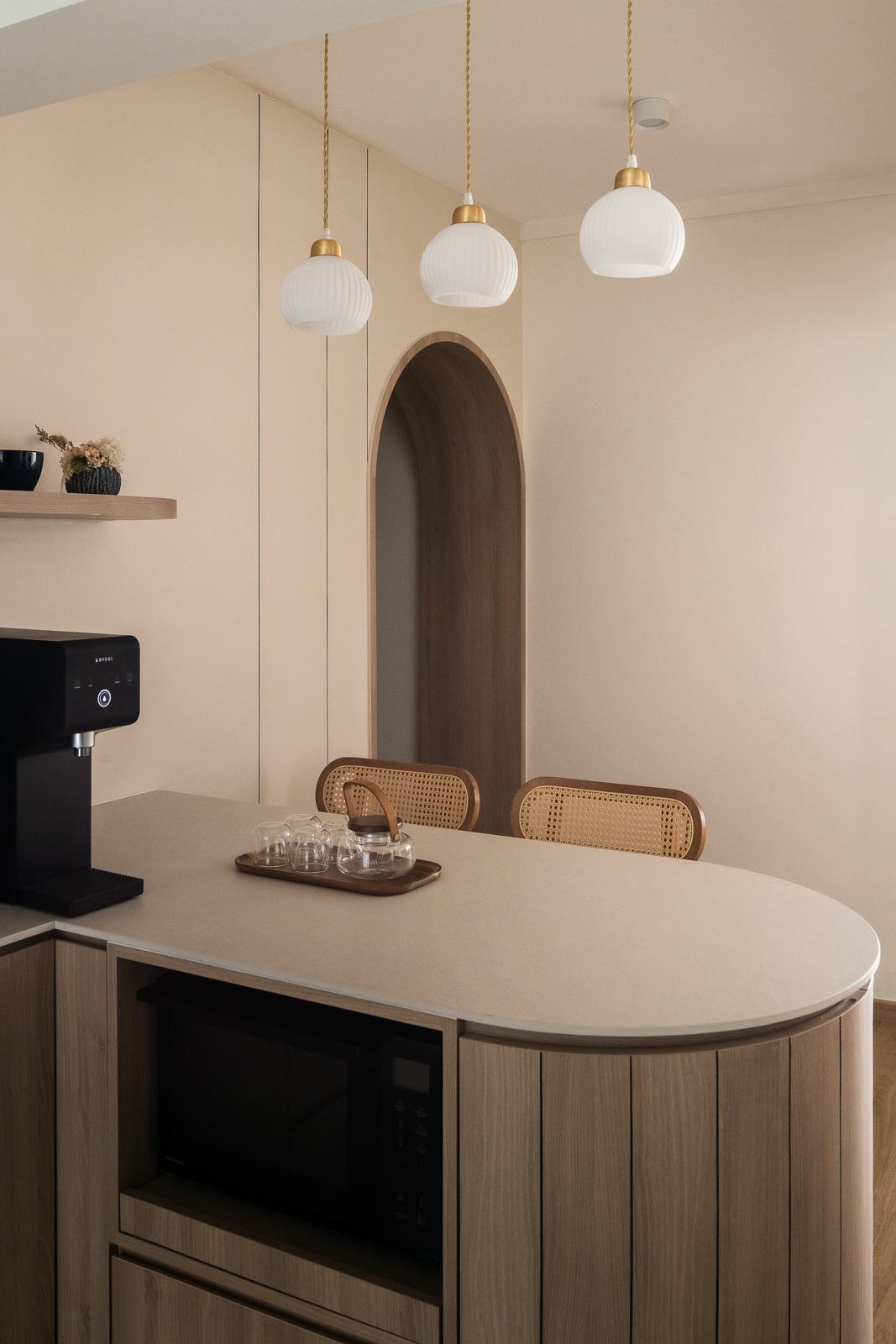 Scandinavian Kitchen with Countertop and Kitchen Island