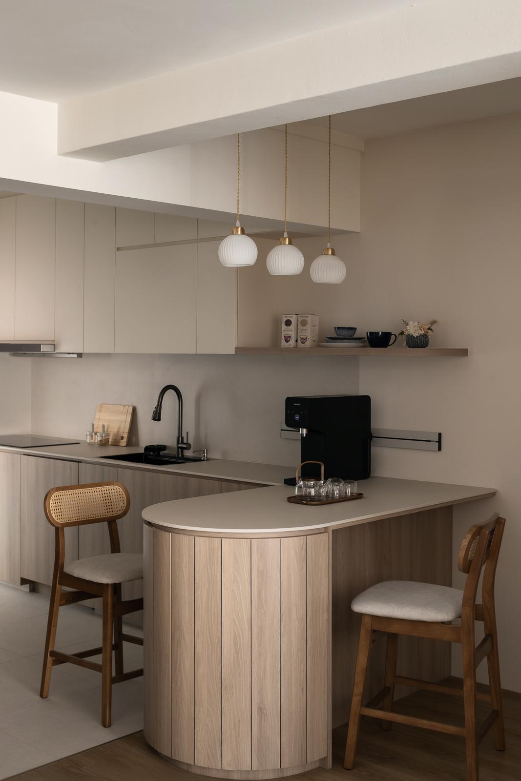 Scandinavian Kitchen with Countertop and Kitchen Island