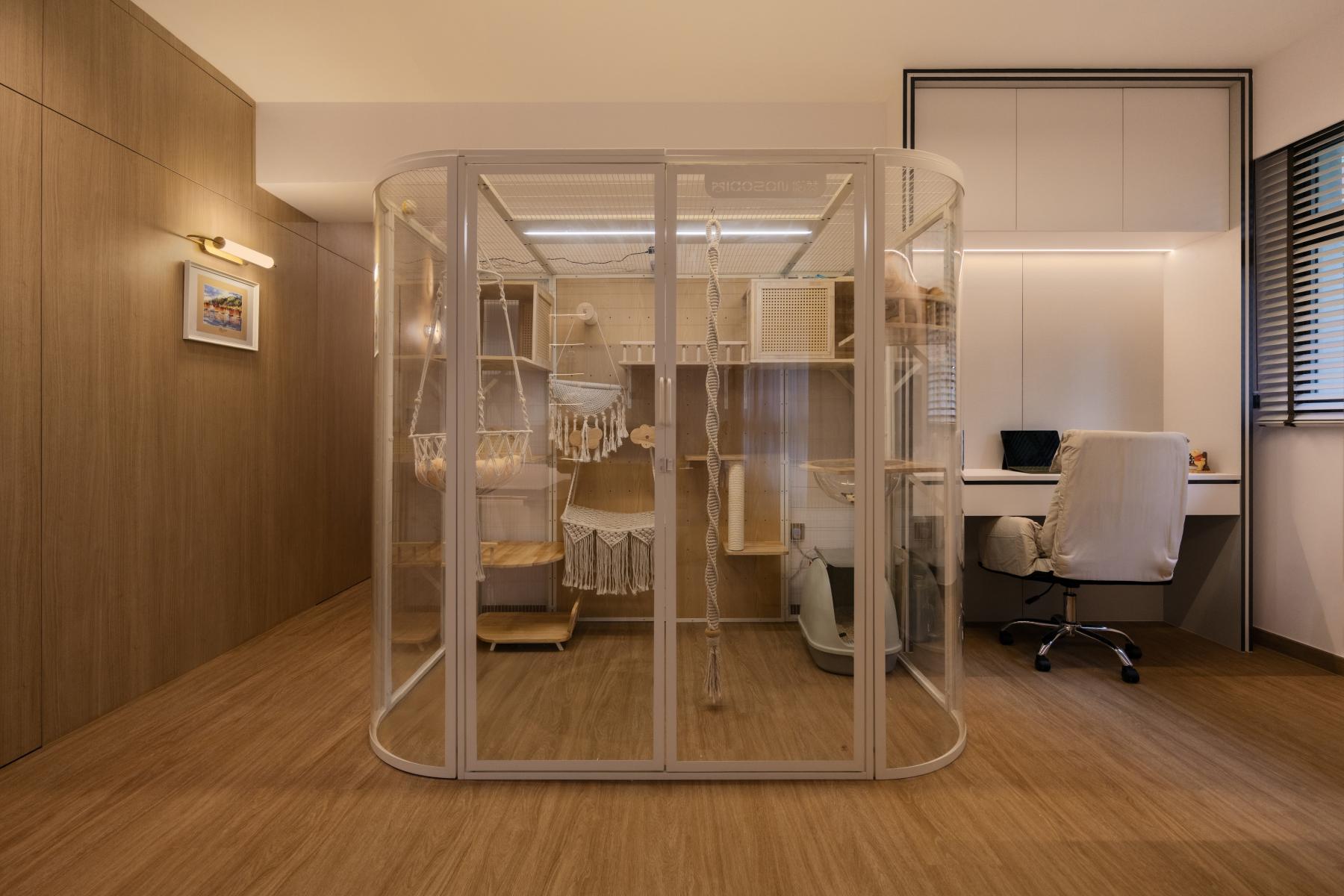 Minimalist Study with Desk and Storage Cabinets