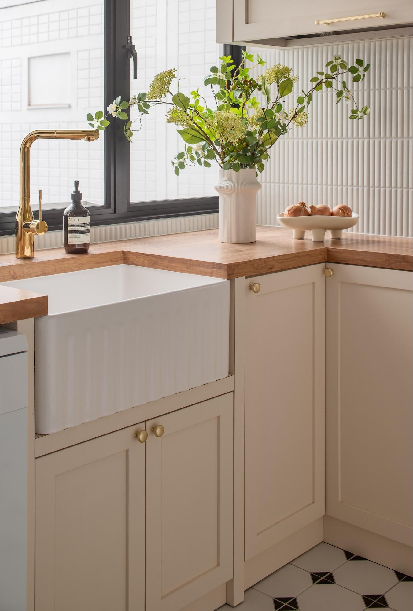 Vintage Kitchen with Countertop and Cupboard
