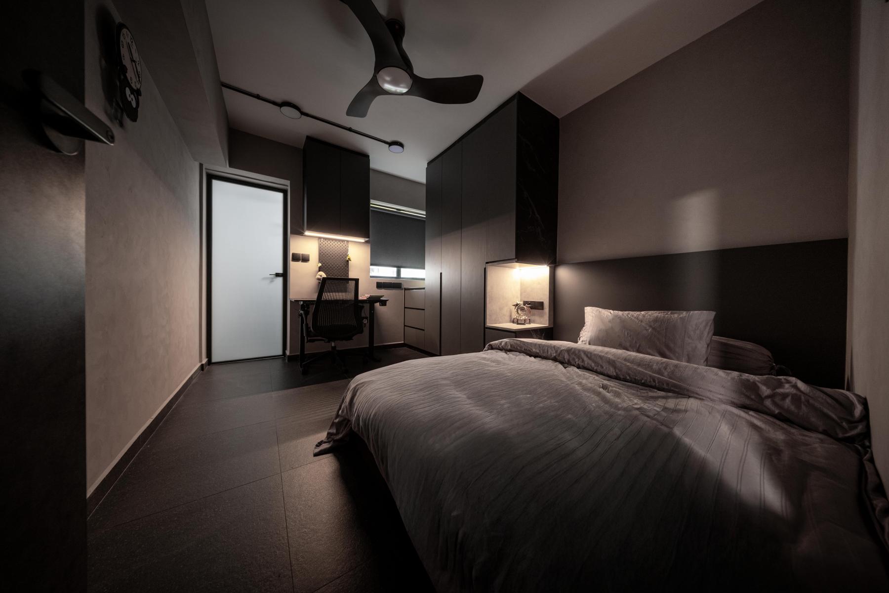 Modern Bedroom with Bed and Lighting