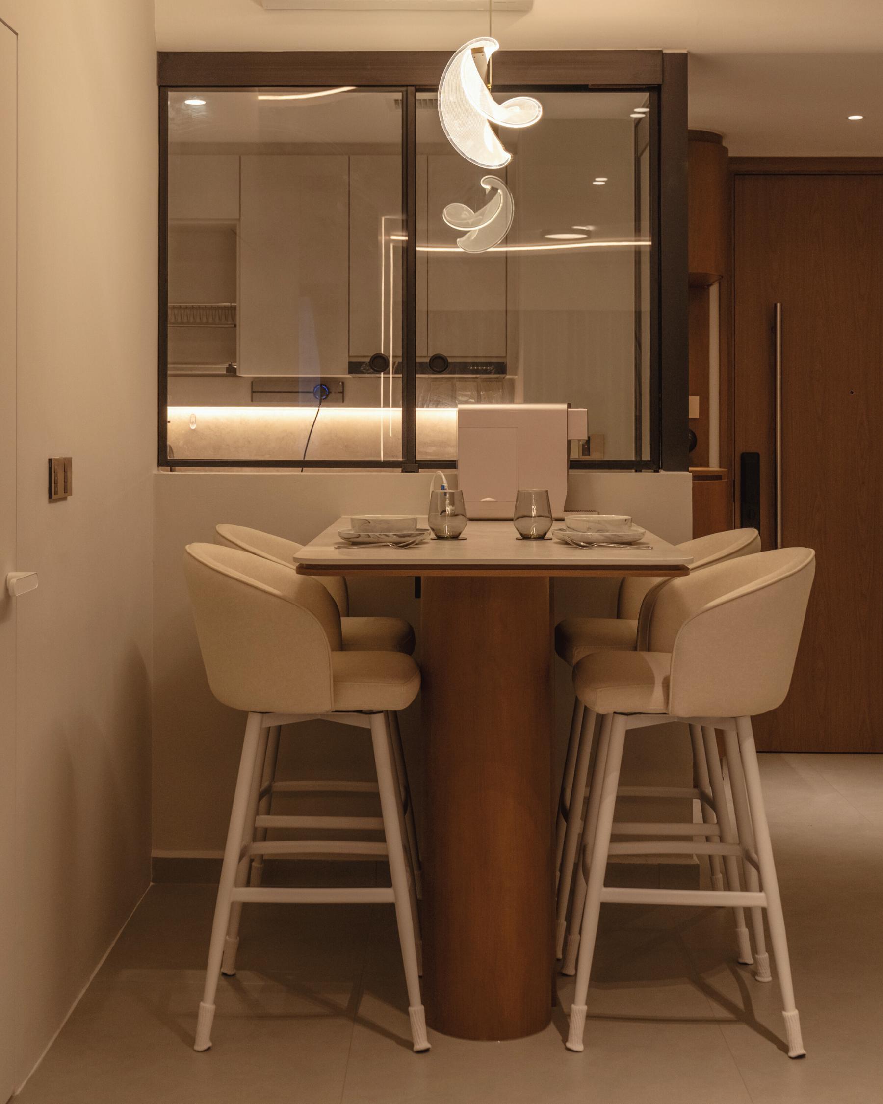 Contemporary Dining Room with Ceiling Light and Dining Table