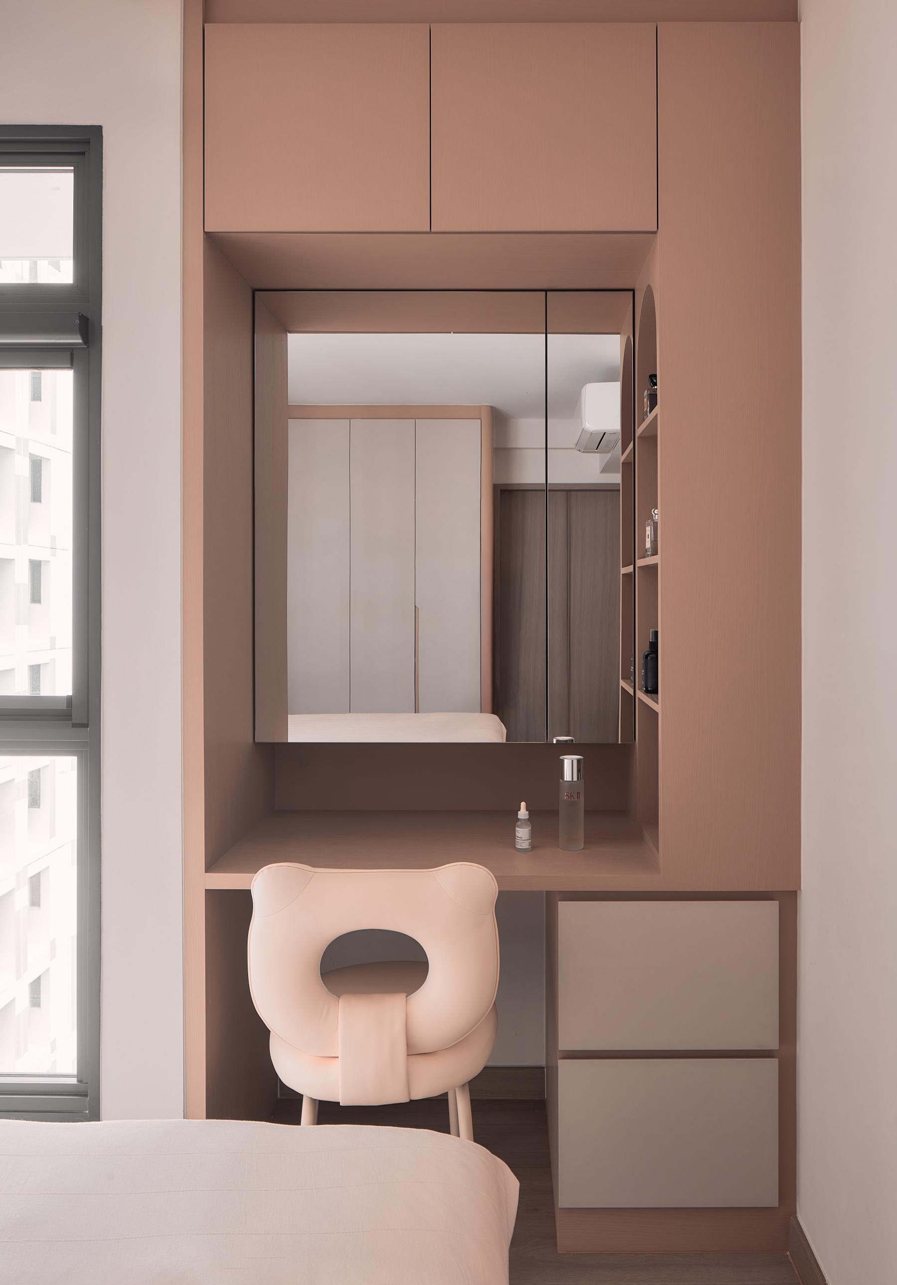 Scandinavian Bedroom with Bedside Table and Dressing Table