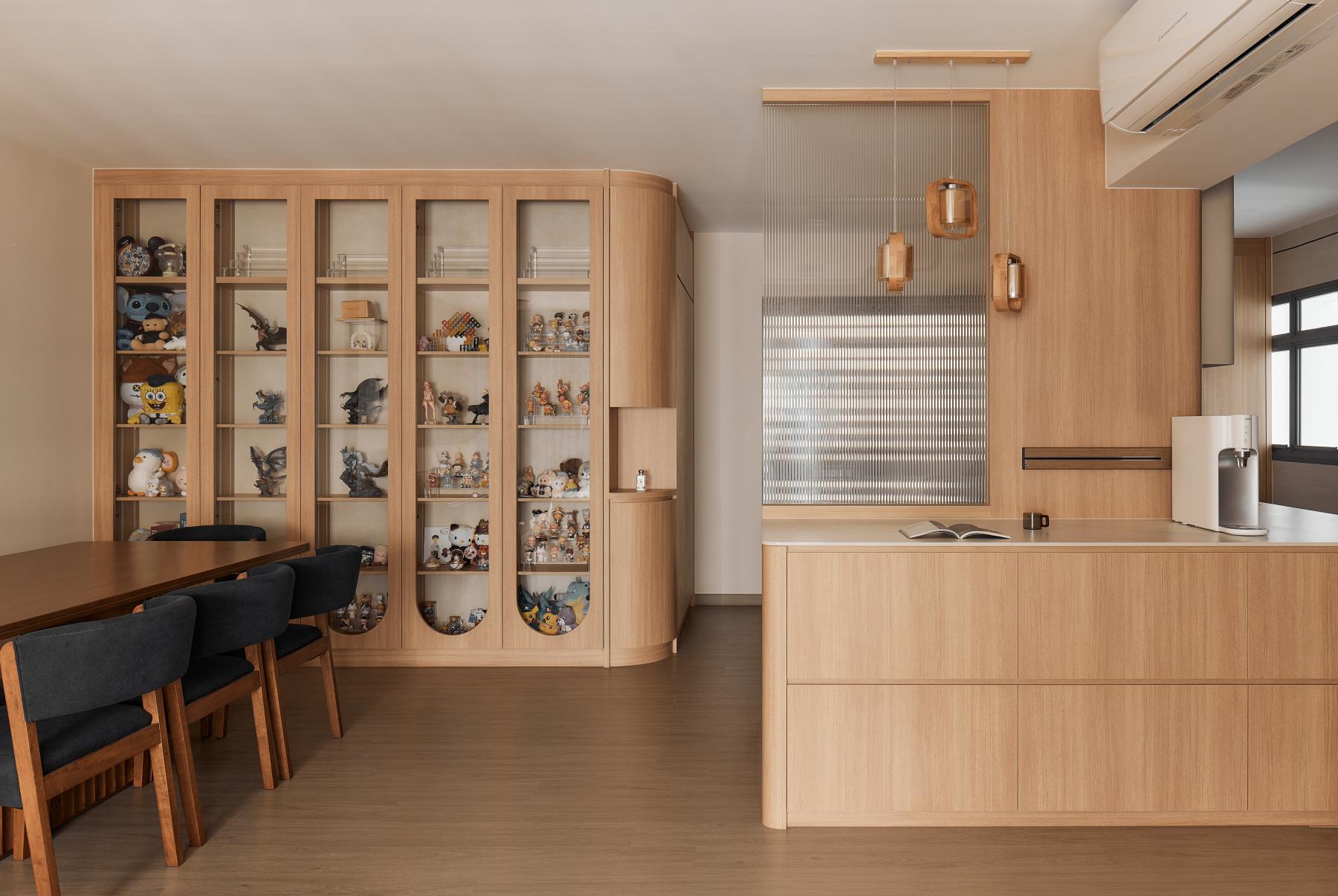 Scandinavian Living Room with Wood Flooring and Feature Wall