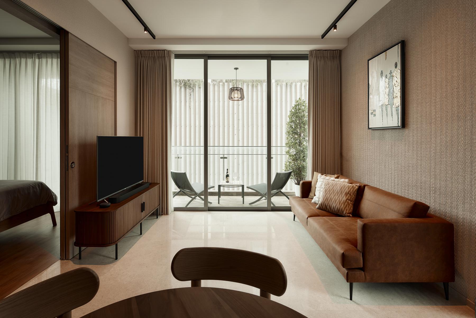 Modern Living Room with Feature Wall and Sofa