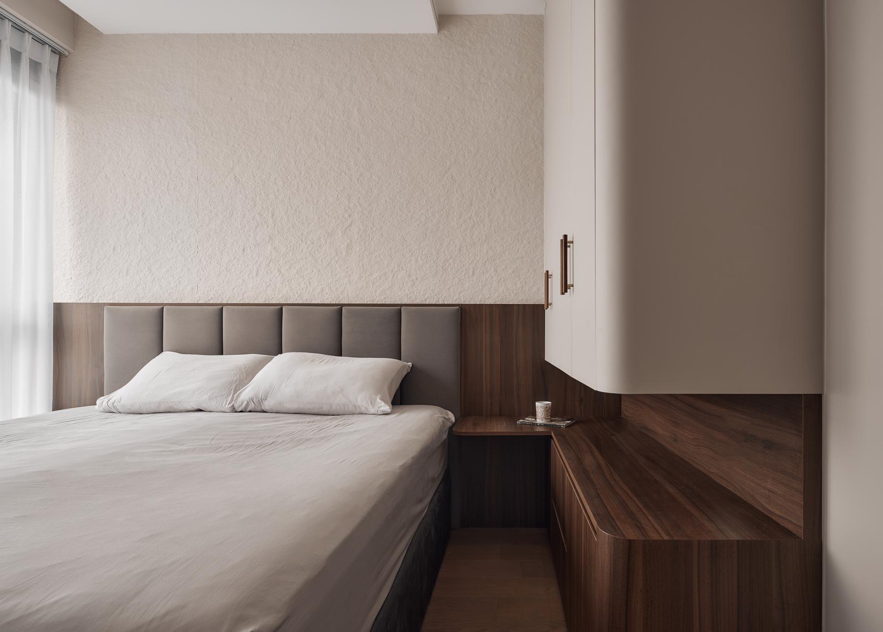 Contemporary Bedroom with Wood Flooring and Wardrobe