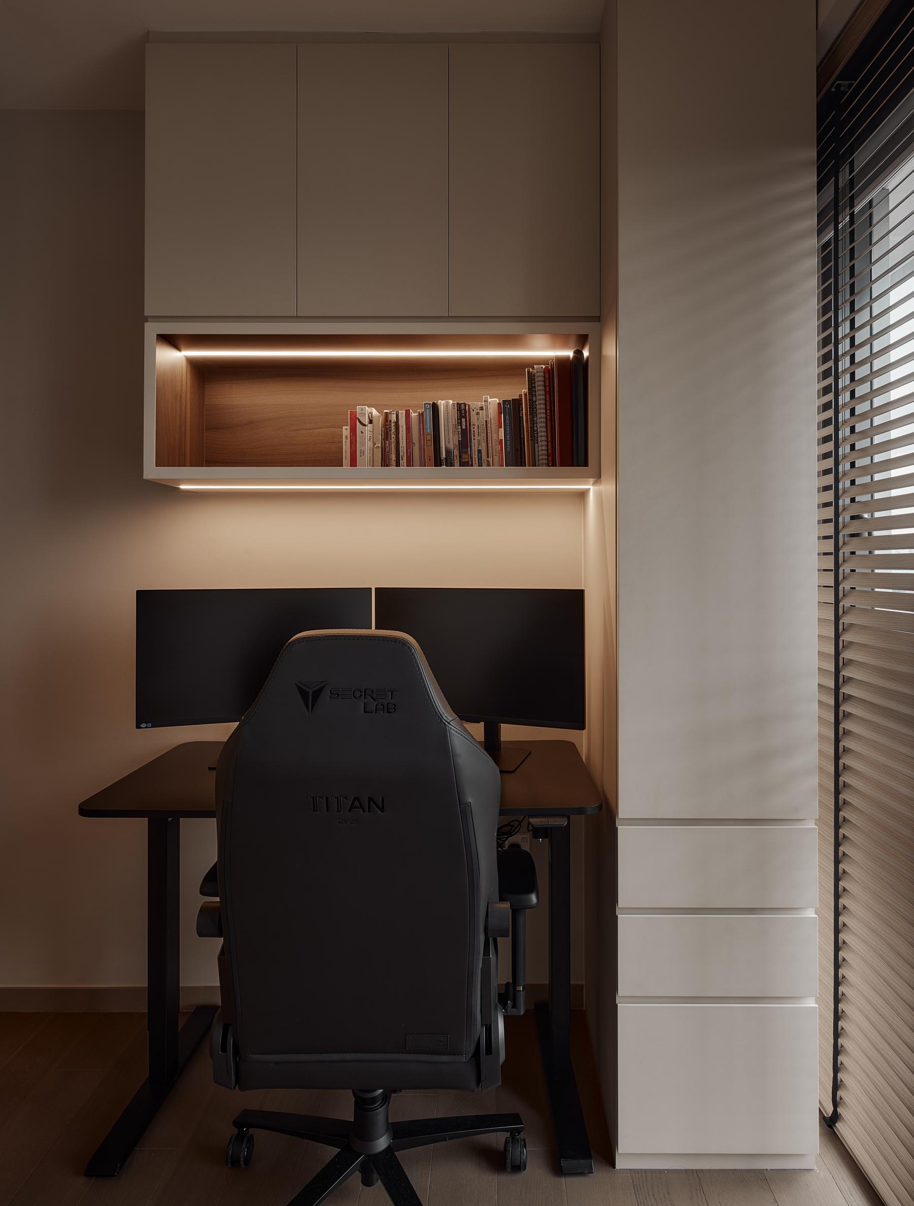 Contemporary Office with Bookshelf and Desk