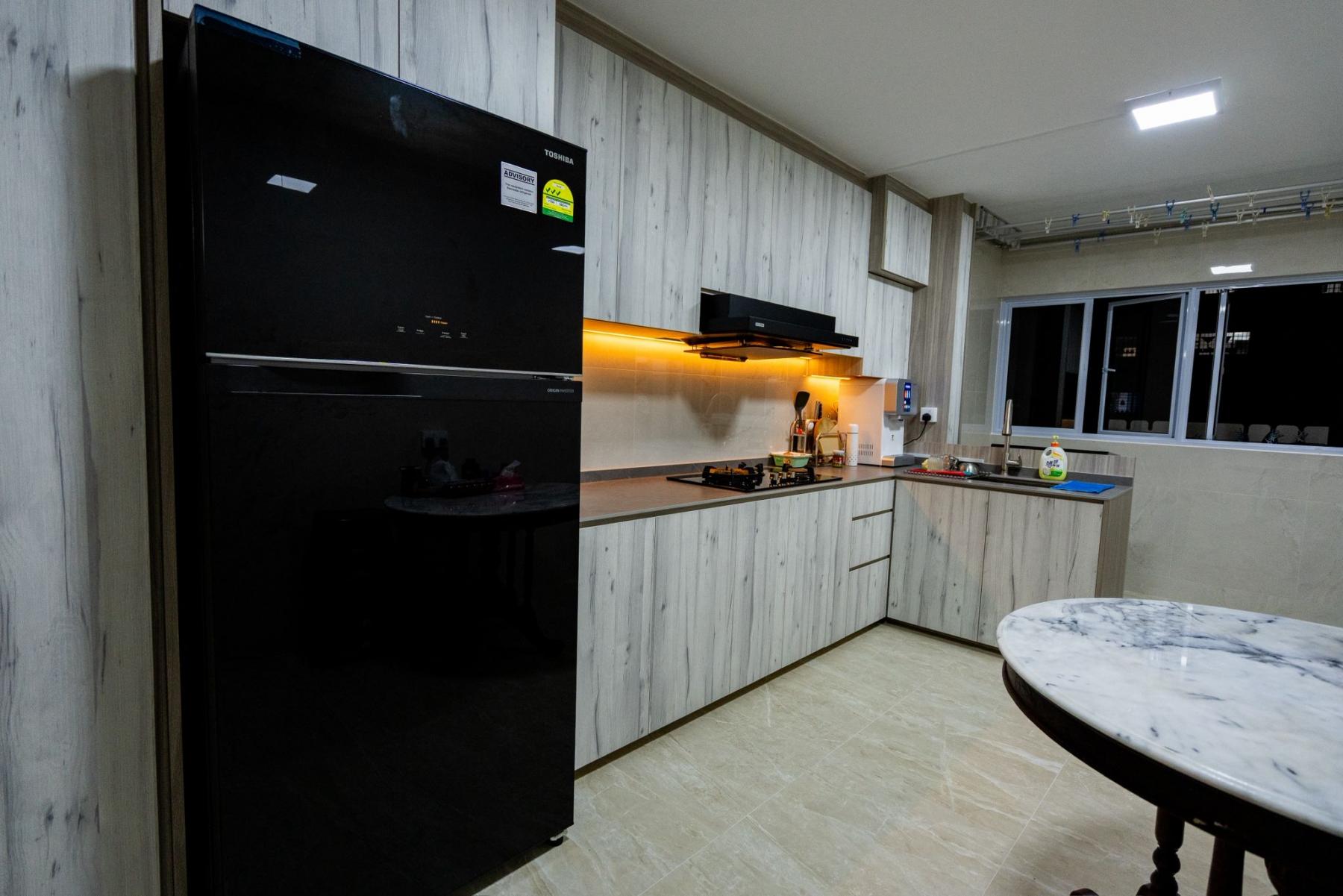 Asian Kitchen with Countertop and Kitchen Window