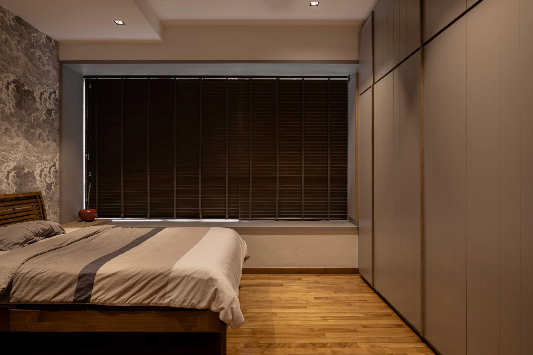 Modern Bedroom with Ceiling Light and Wardrobe