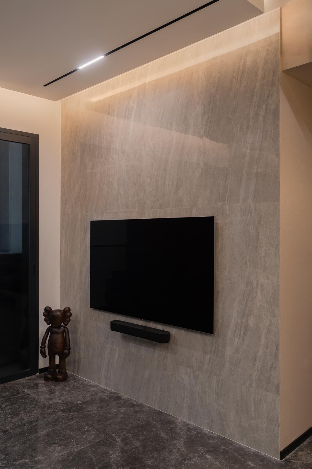 Modern Living Room with Feature Wall and Cove Lighting
