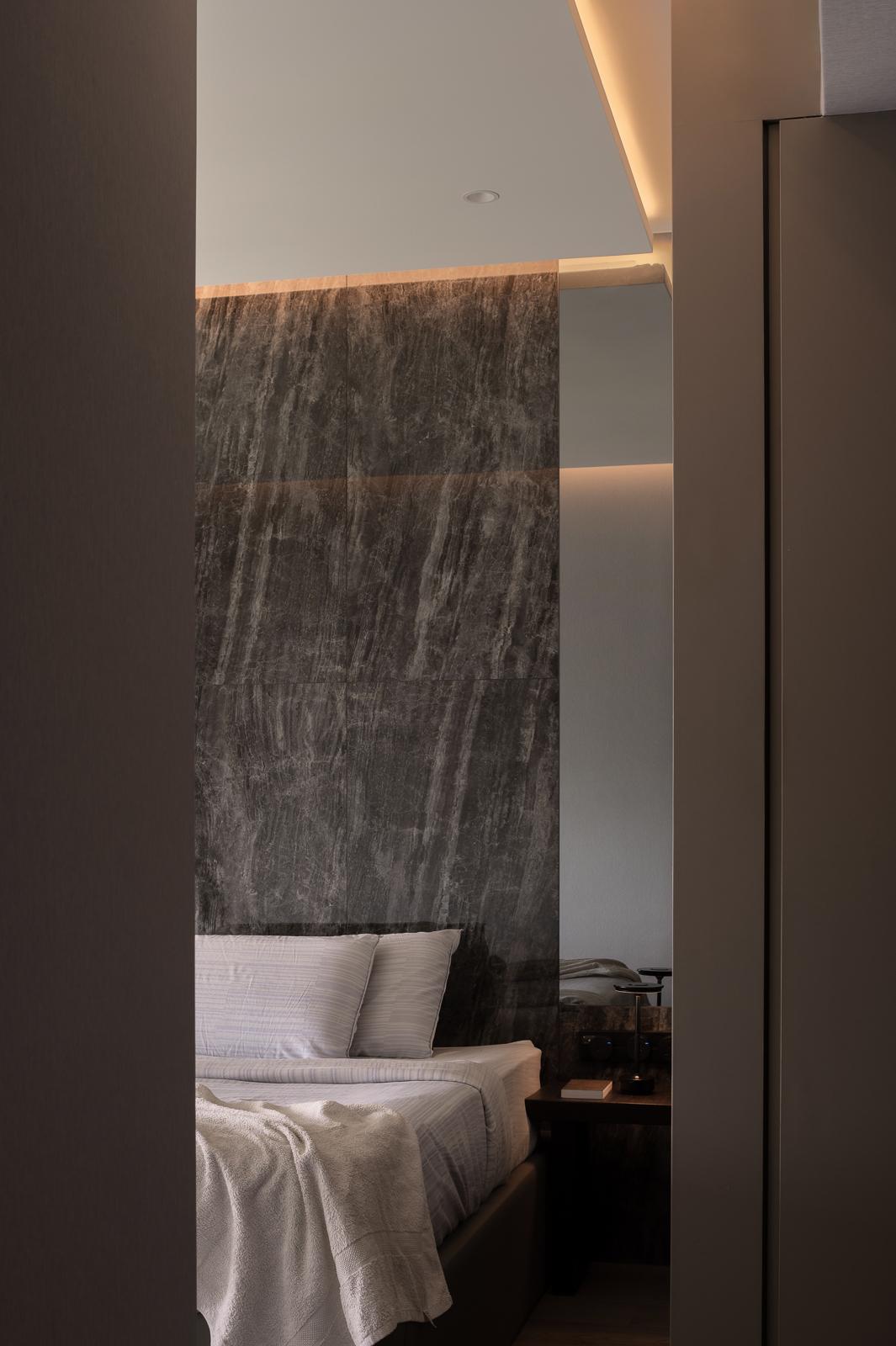 Modern Bedroom with Feature Wall and Cove Lighting