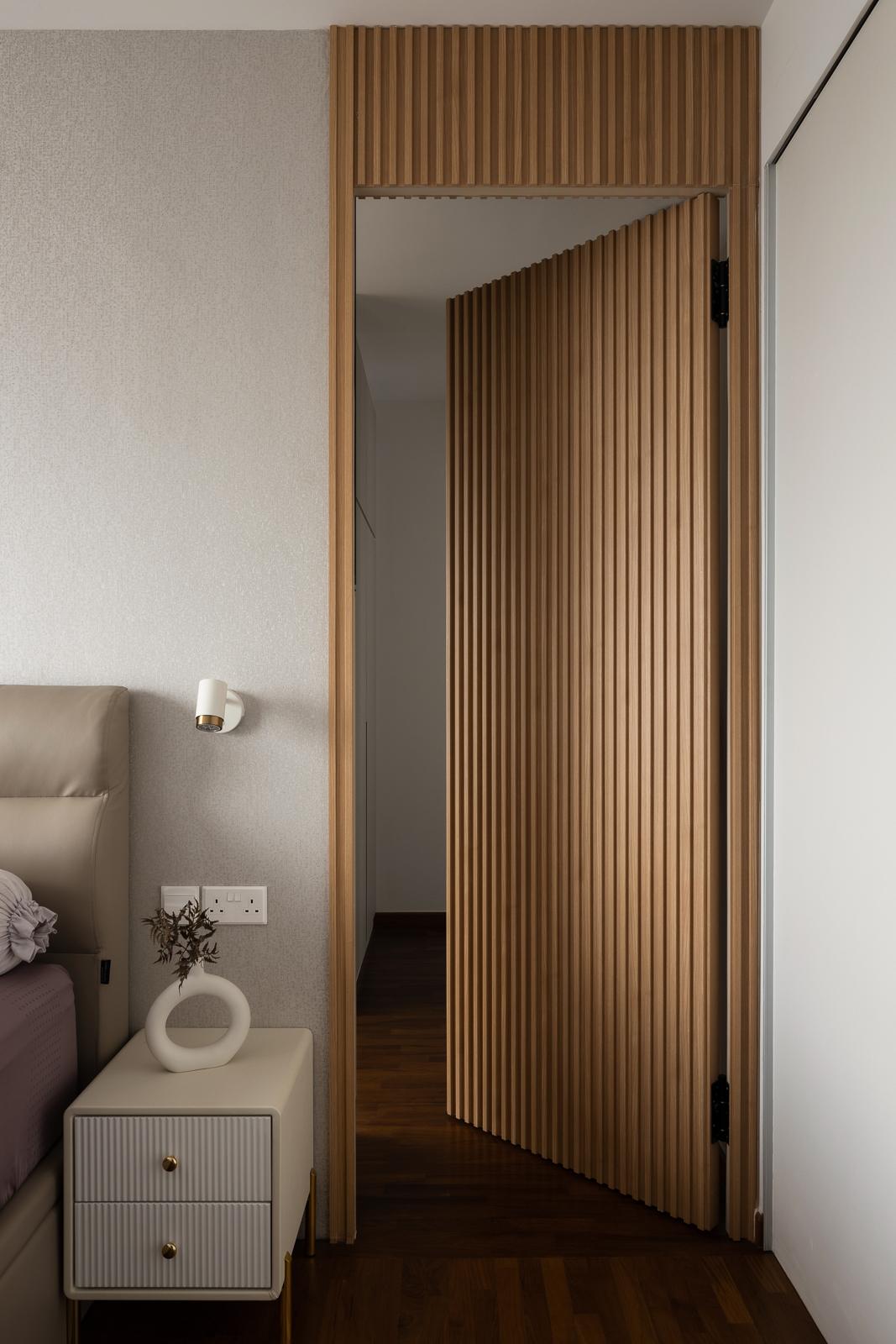 Scandinavian Bedroom with Feature Wall and Wallpaper