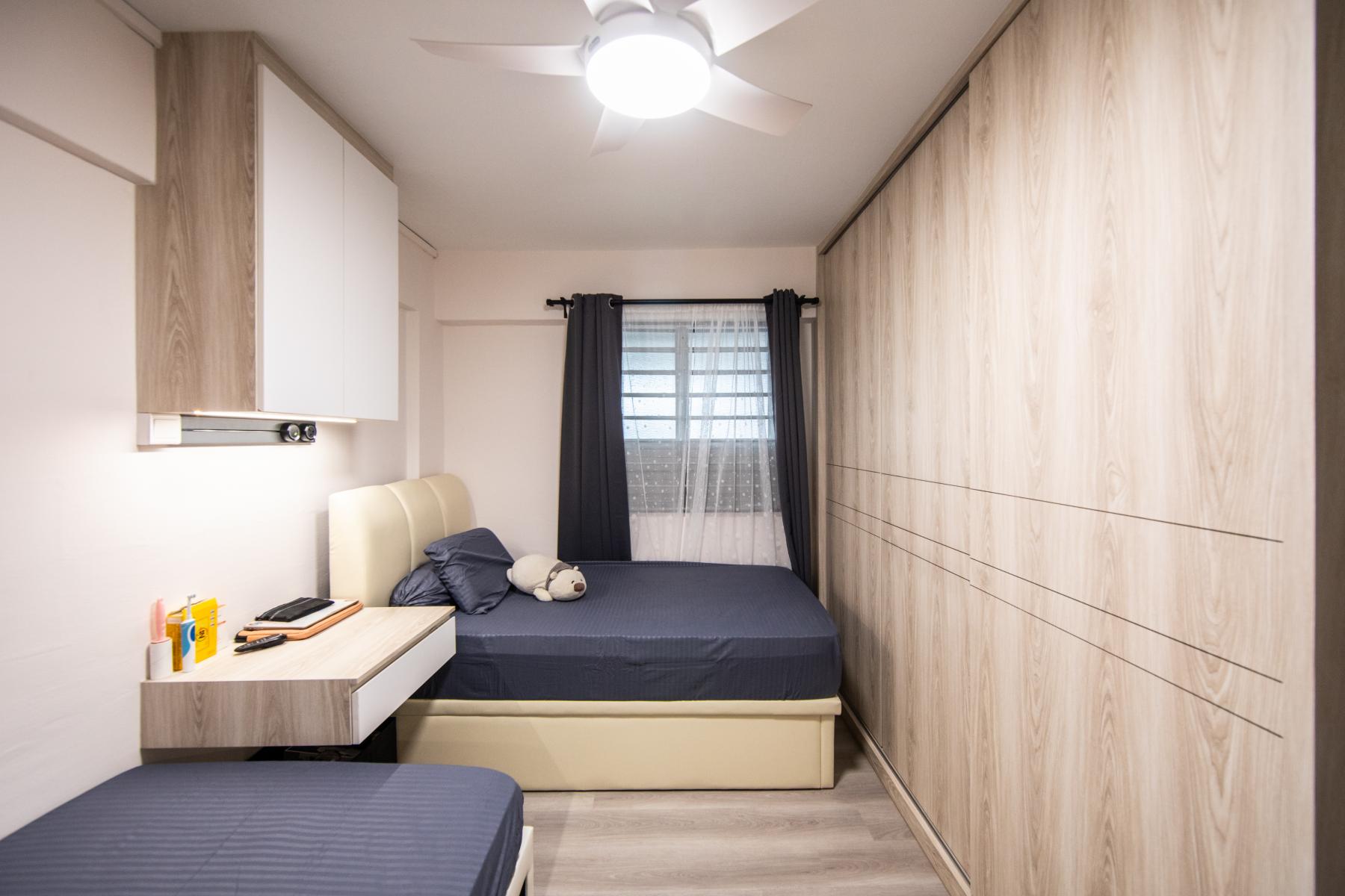 Asian Bedroom with Wardrobe and Curtain