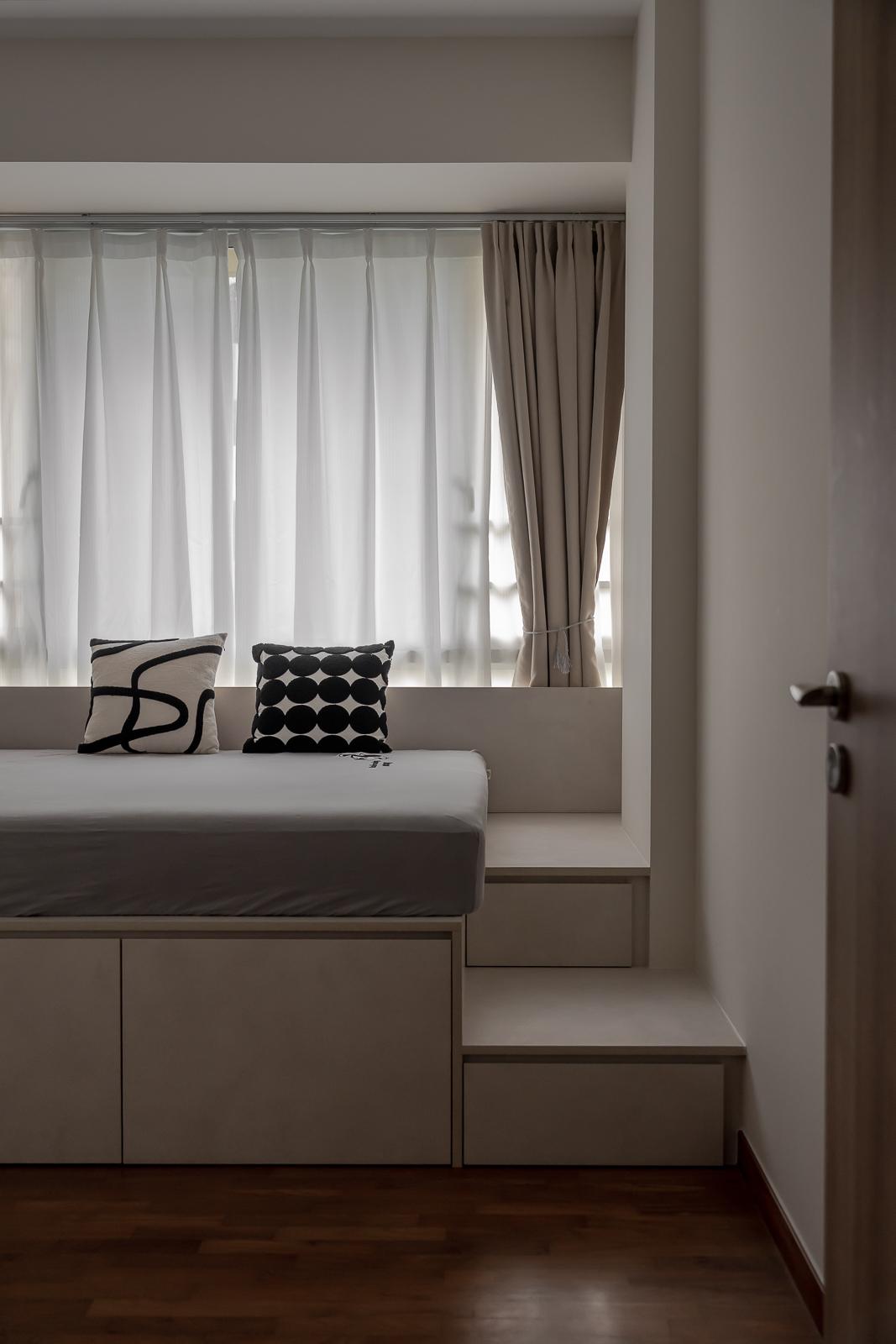 Contemporary Bedroom with Platform Bed and Storage Cabinets