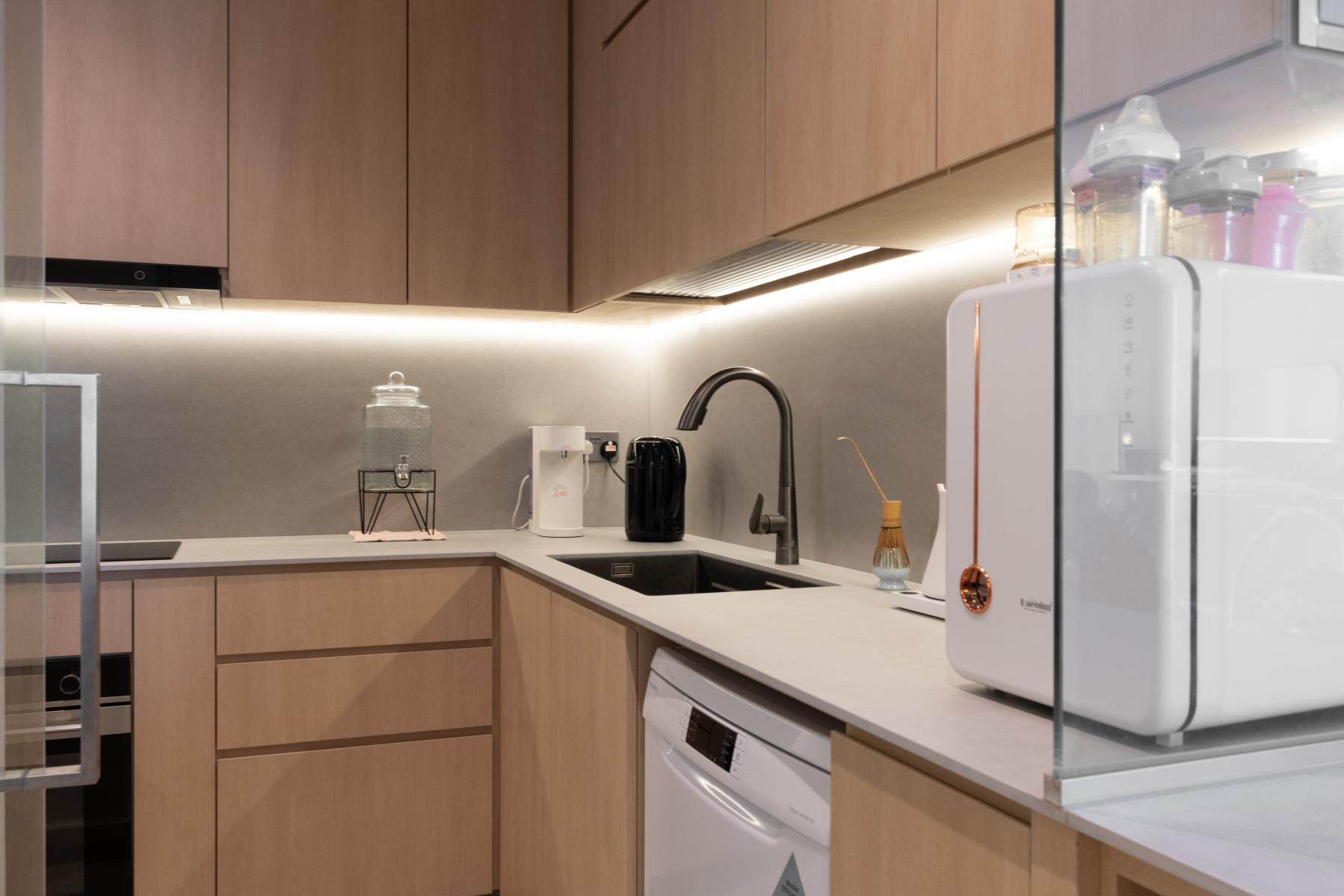 Scandinavian Kitchen with Countertop and Kitchen Accessories