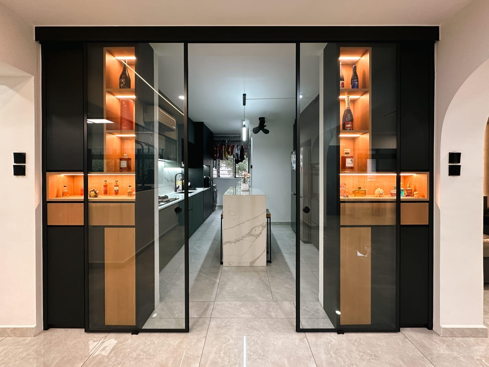 Modern Kitchen with Countertop and Homogeneous Tiles