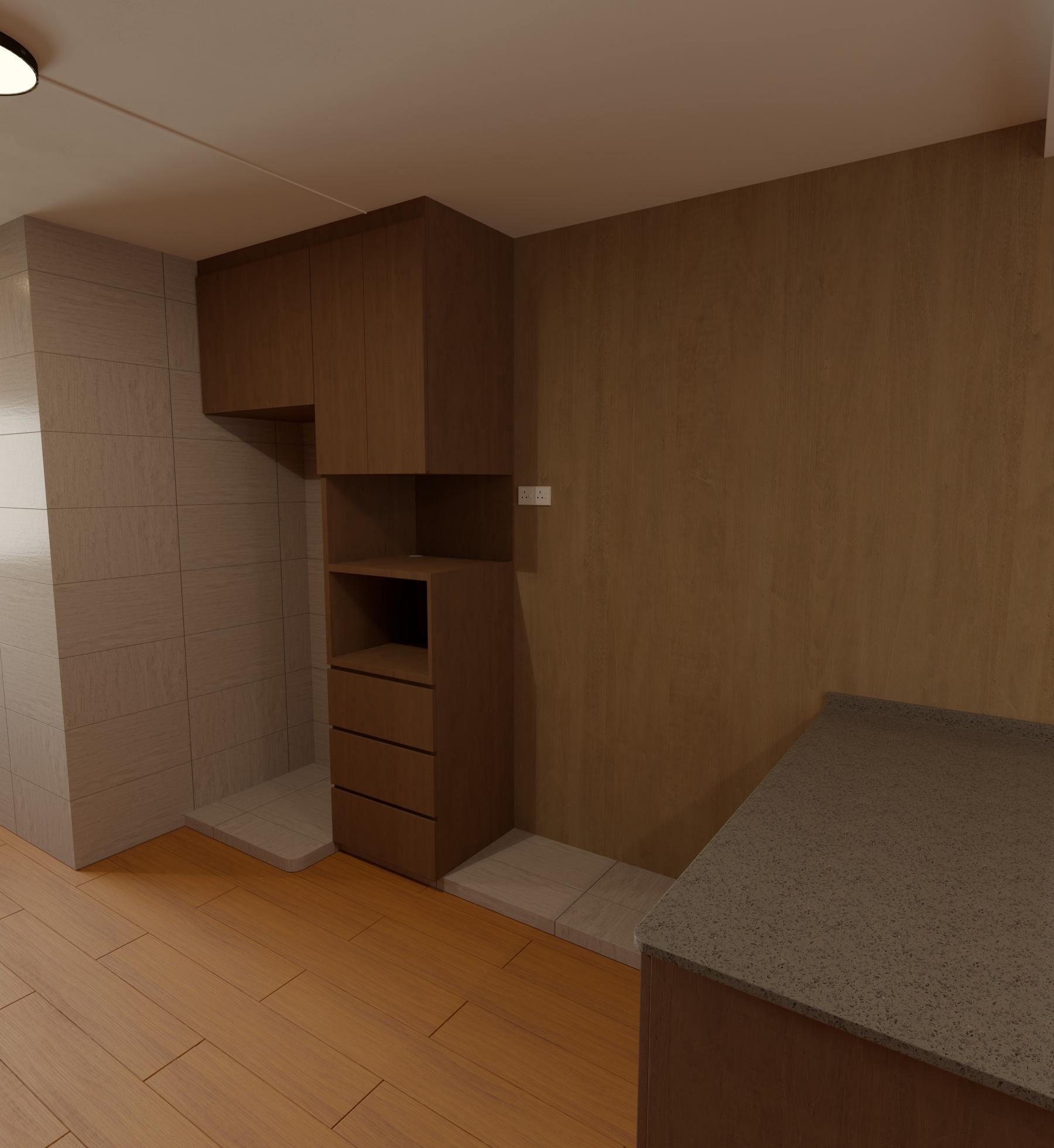 Minimalist Kitchen with Breakfast Counter and Kitchen Accessories