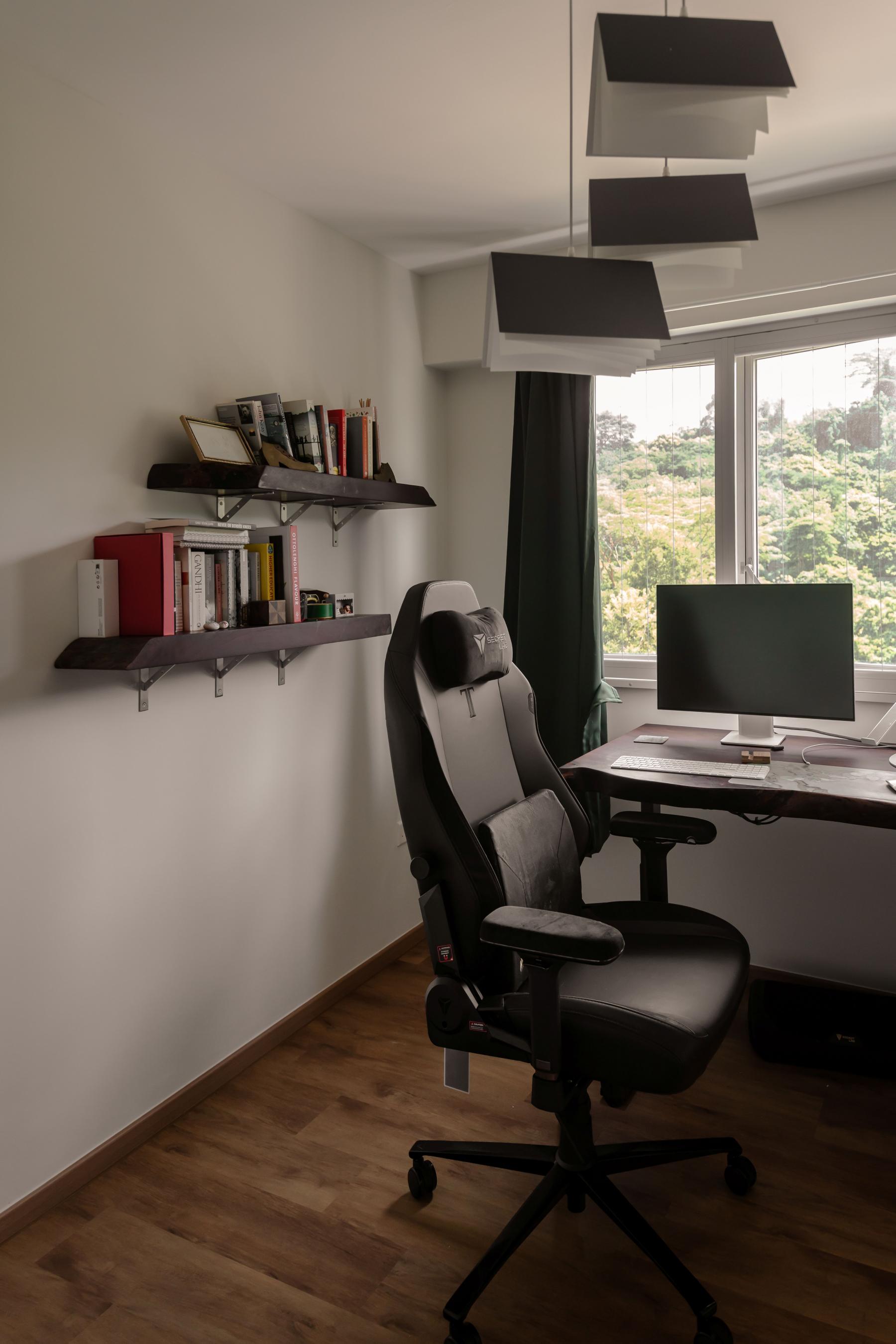 Scandinavian Office with Bookshelf and Desk