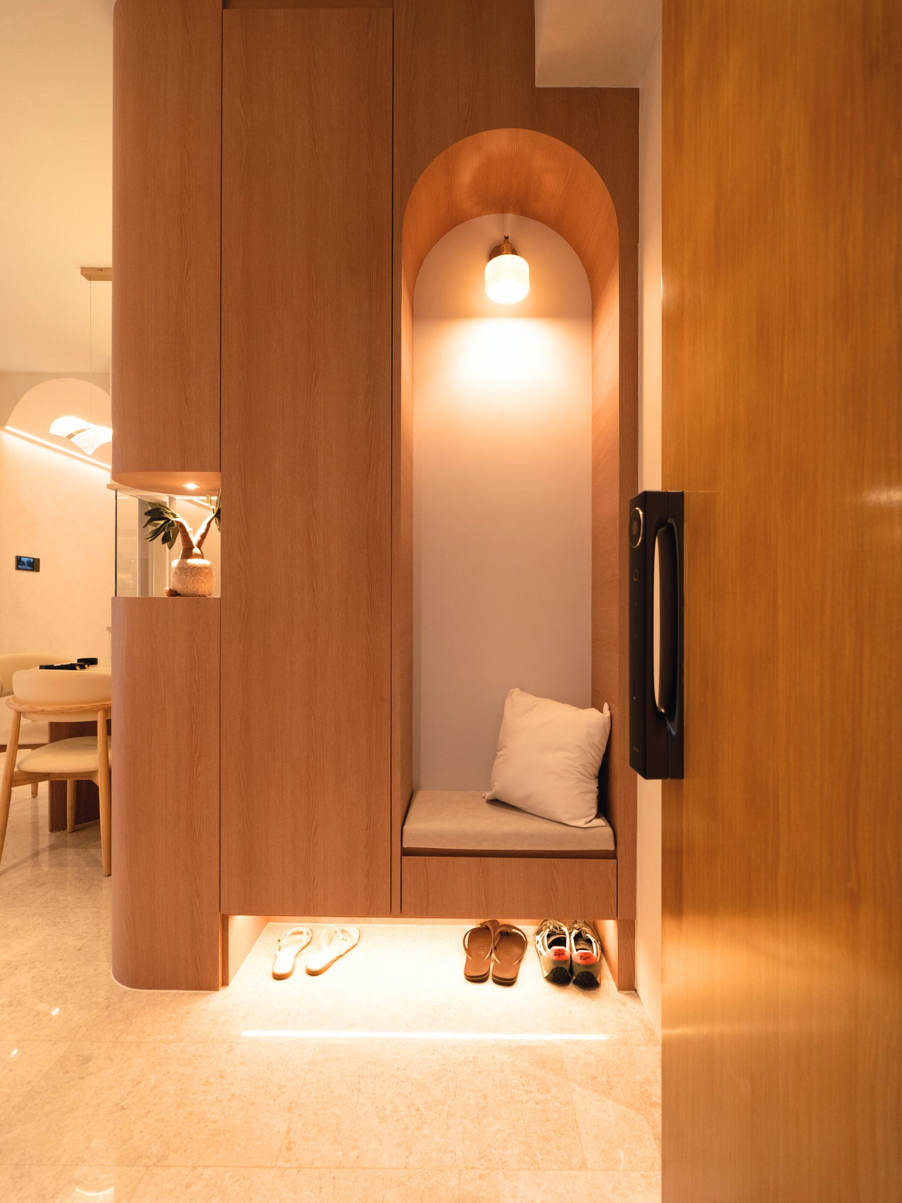 Minimalist Entryway with Mirror and Shoe Rack
