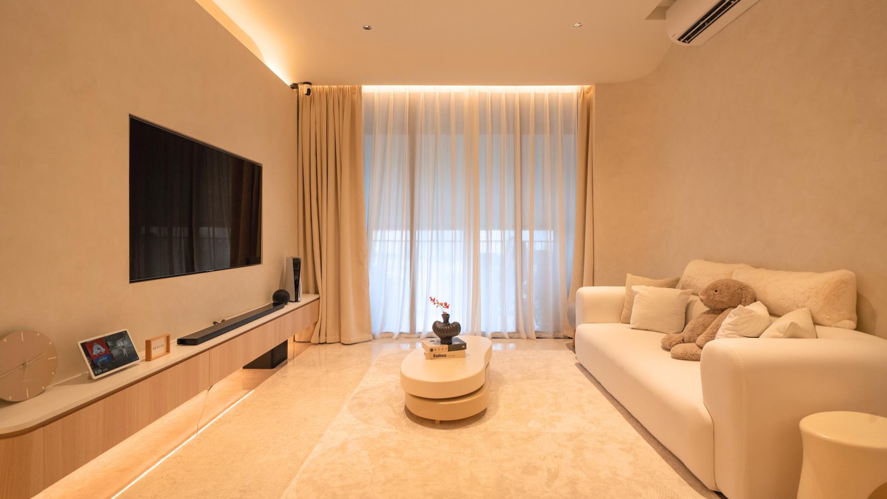 Minimalist Living Room with TV Console and Sofa