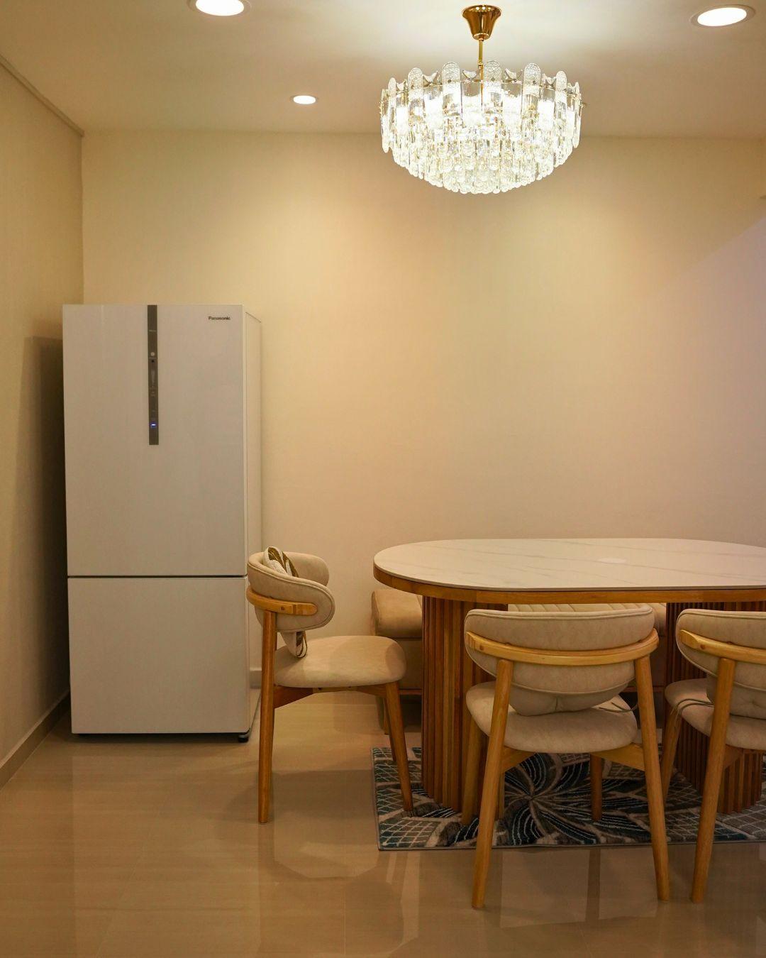Modern Dining Room with Drop Light and Cove Lighting