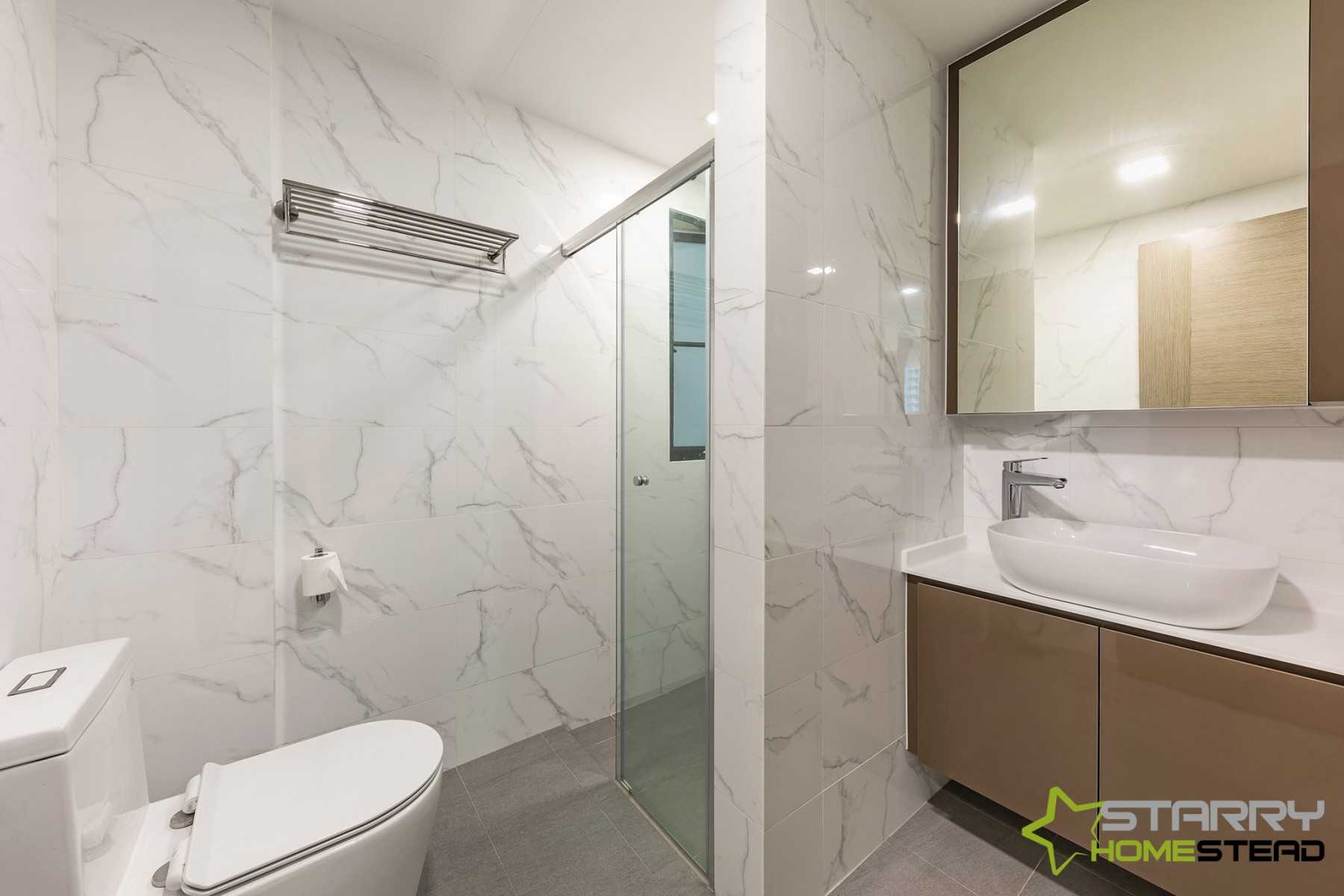 Scandinavian Bathroom with Mirror and Vanity Counter