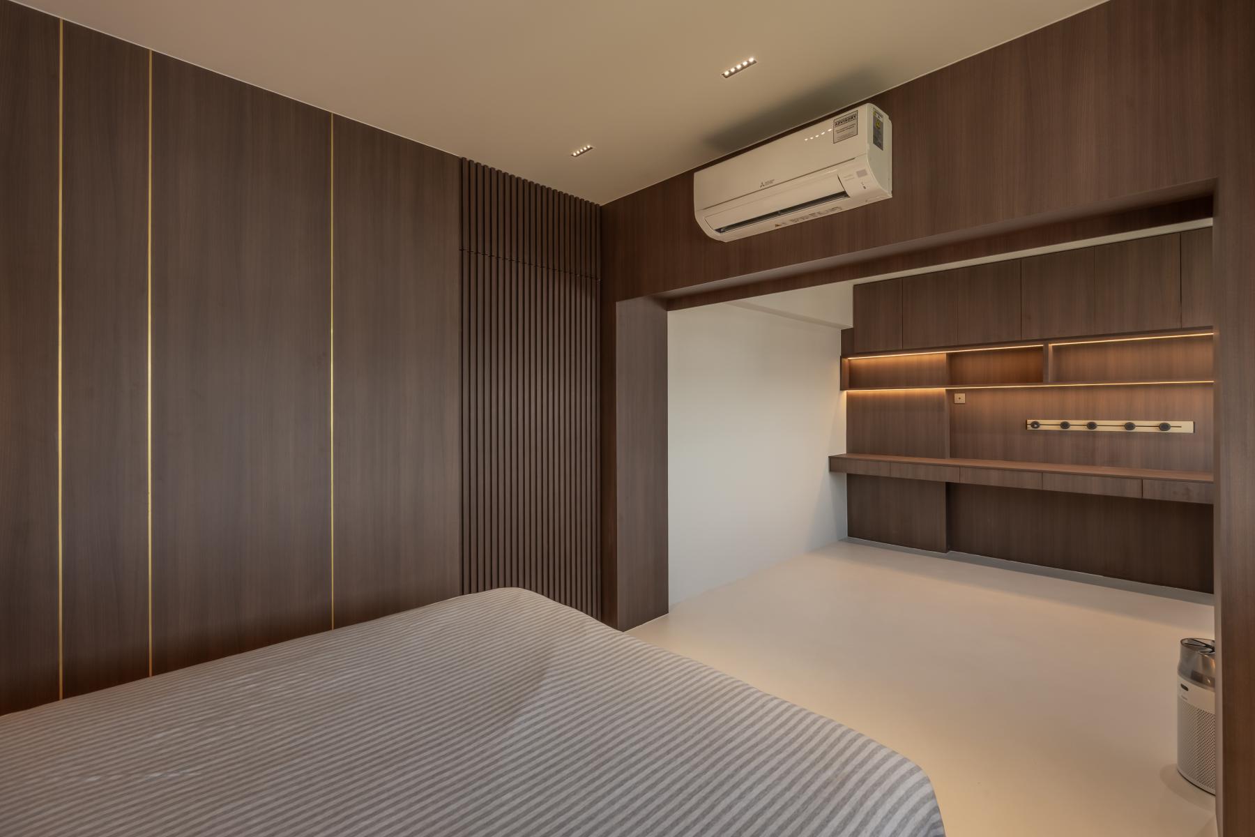Minimalist Study with Storage Cabinets and Display Cabinets