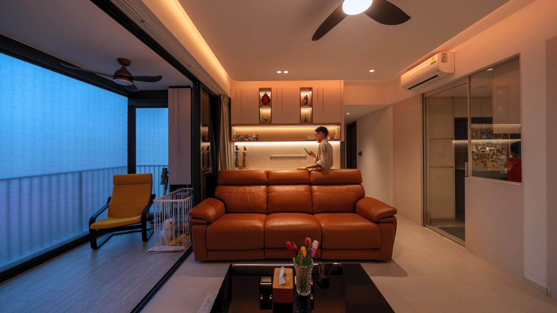 Contemporary Living Room with TV Console and Sofa
