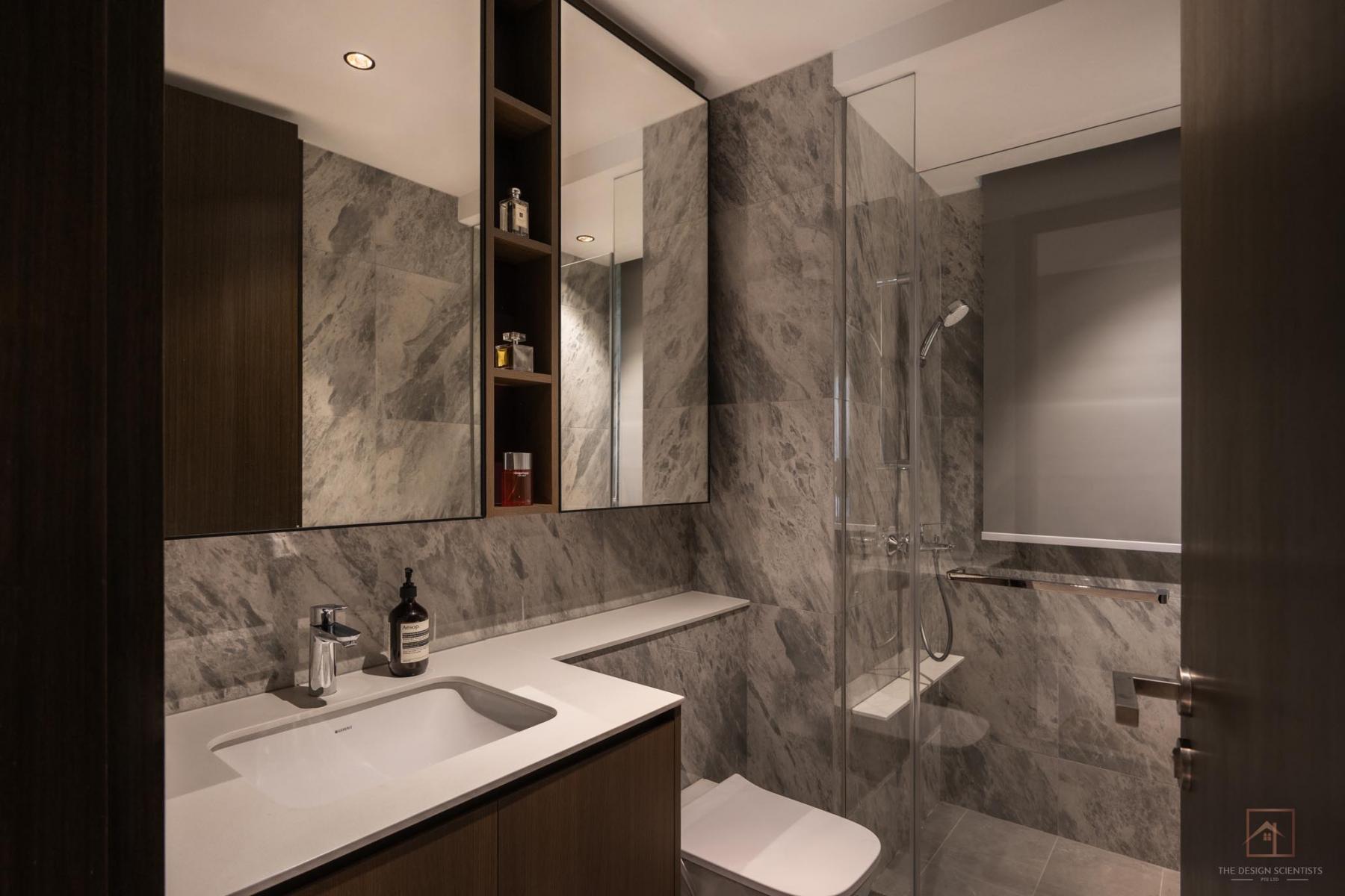 Contemporary Bathroom with Mirror and Shower Screen