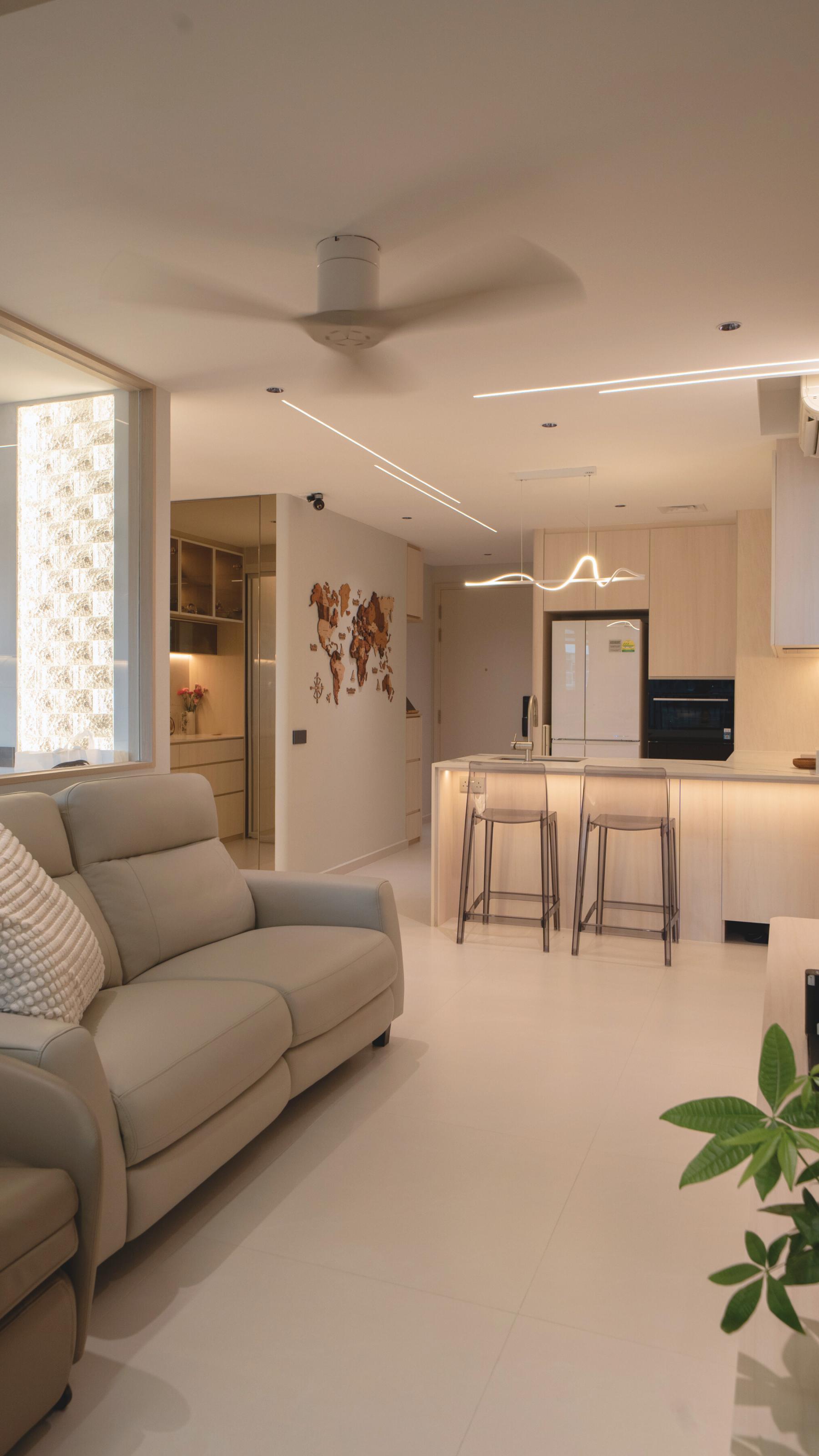 Contemporary Dining Room with Cove Lighting and Ceiling Light