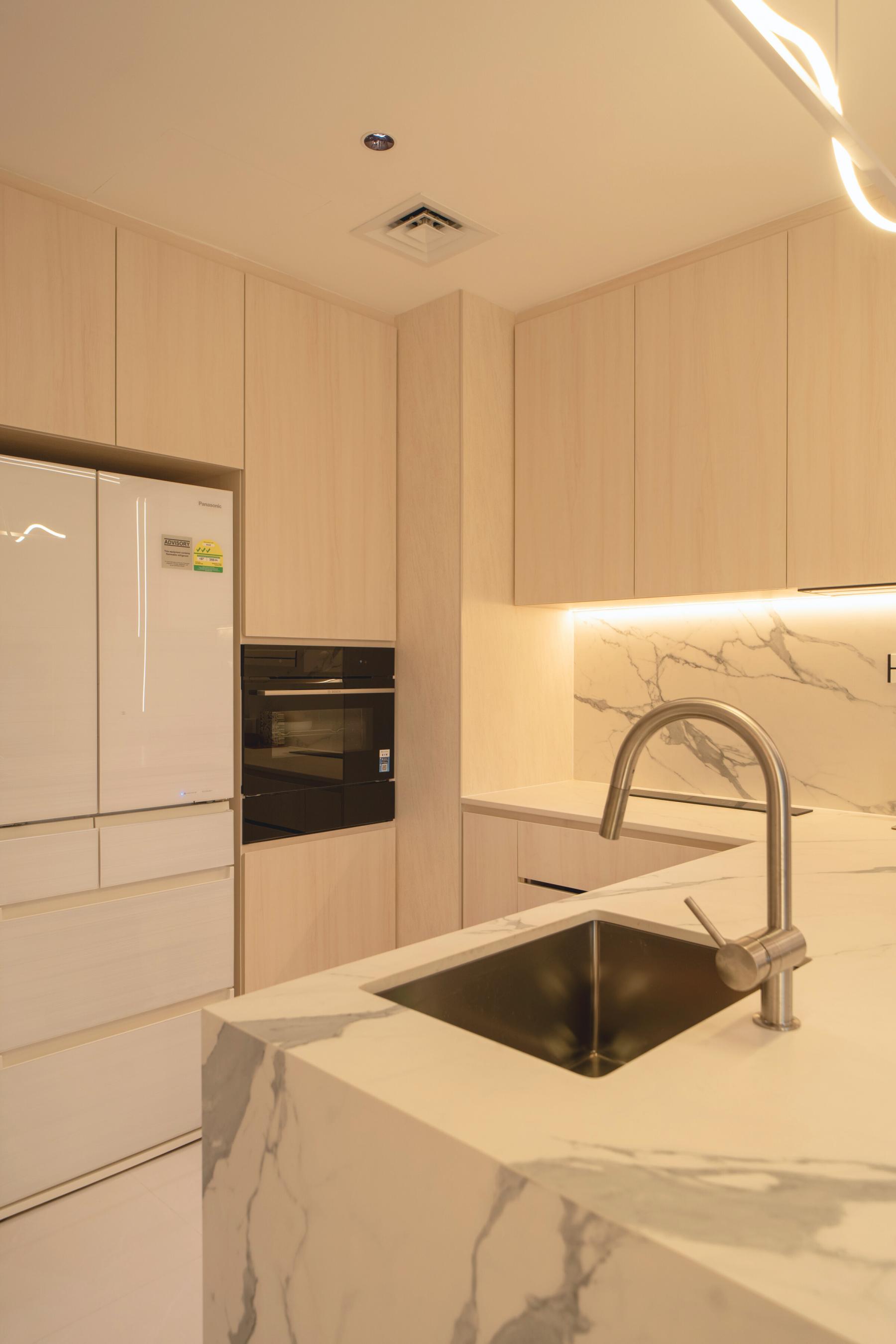 Contemporary Kitchen with Kitchen Window and Open Kitchen